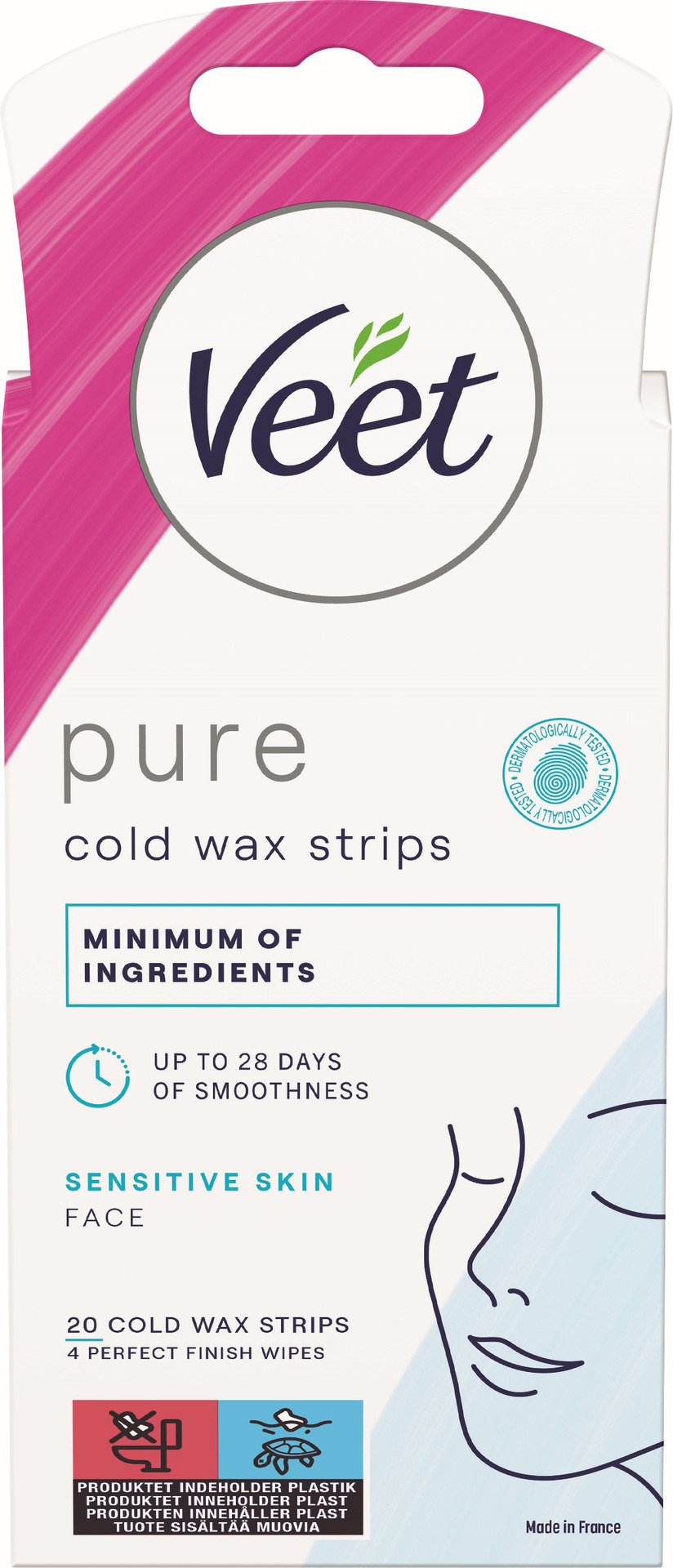 Veet Pure Cold Wax Strips Face Sensitive Skin 20 st