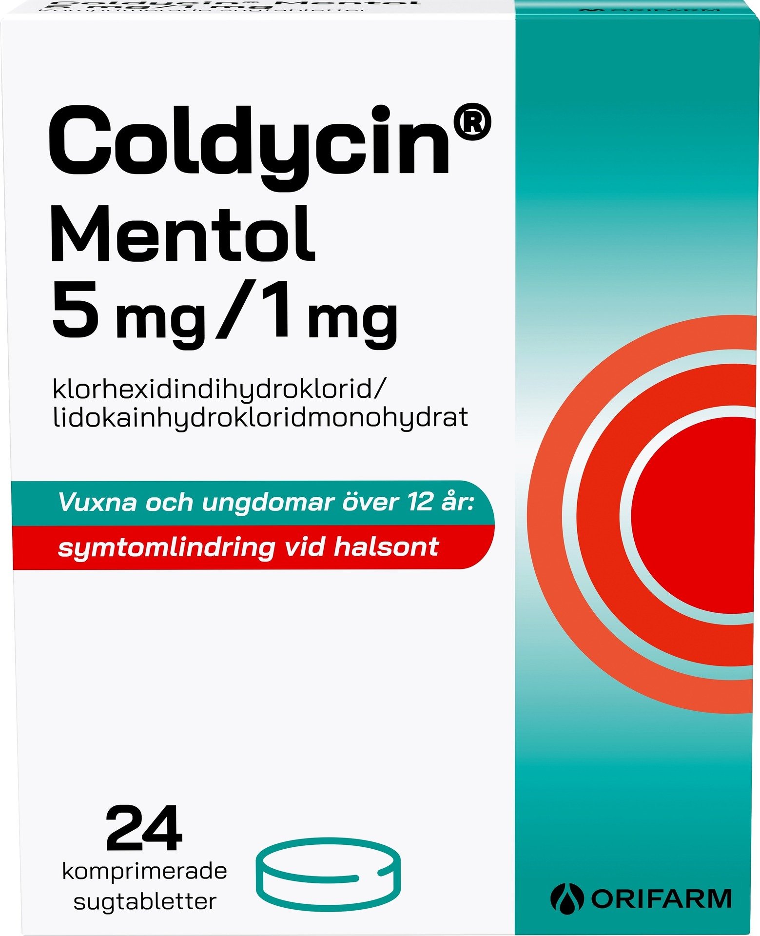 Coldycin Mentol 5 mg/1 mg 24 sugtabletter