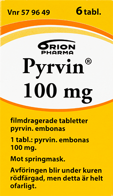 Pyrvin 100mg Mot springmask 6 tabletter