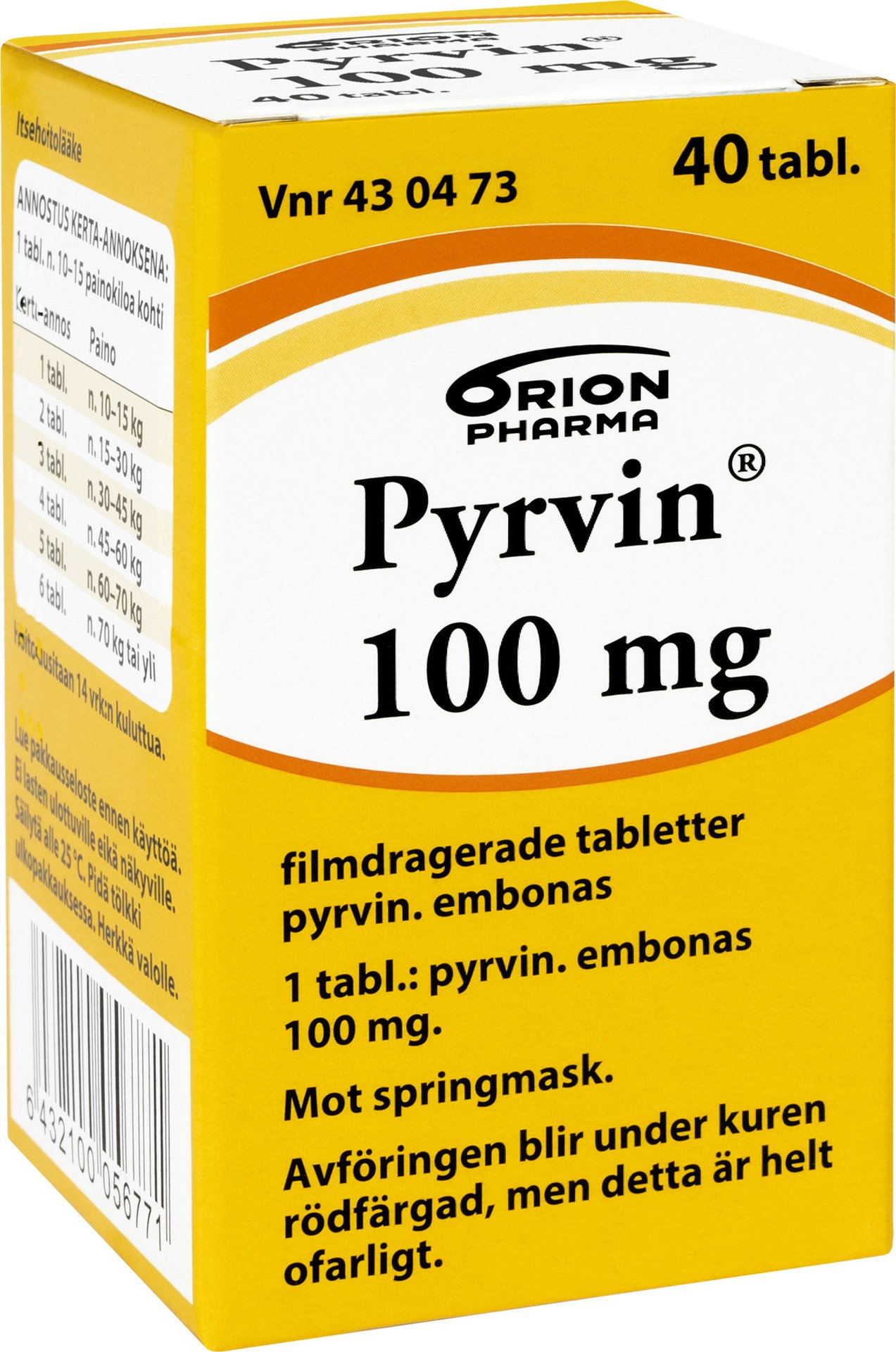 Pyrvin 100mg Mot springmask 40 tabletter