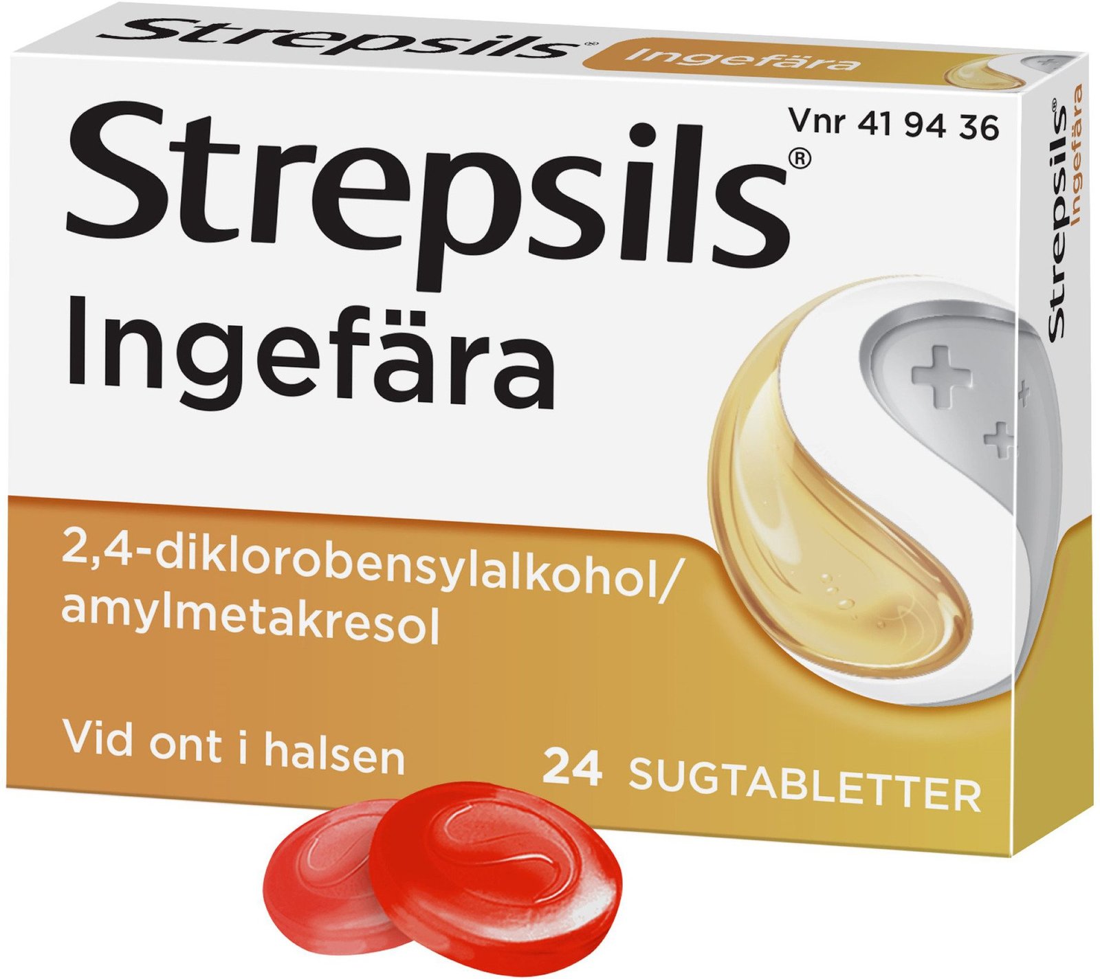 Strepsils Ingefära 24 sugtabletter