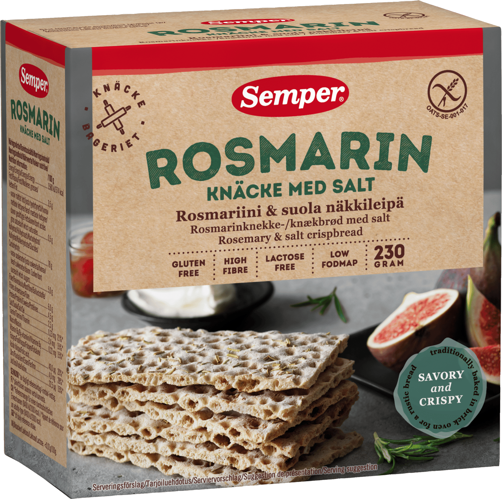 Semper Glutenfritt Salt Rosmarinknäcke 230 g