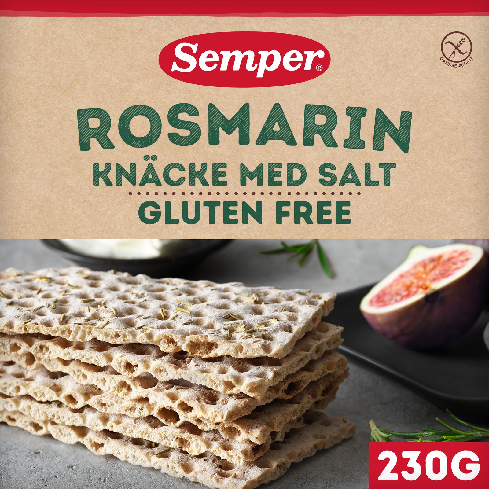 Semper Glutenfritt Salt Rosmarinknäcke 230 g