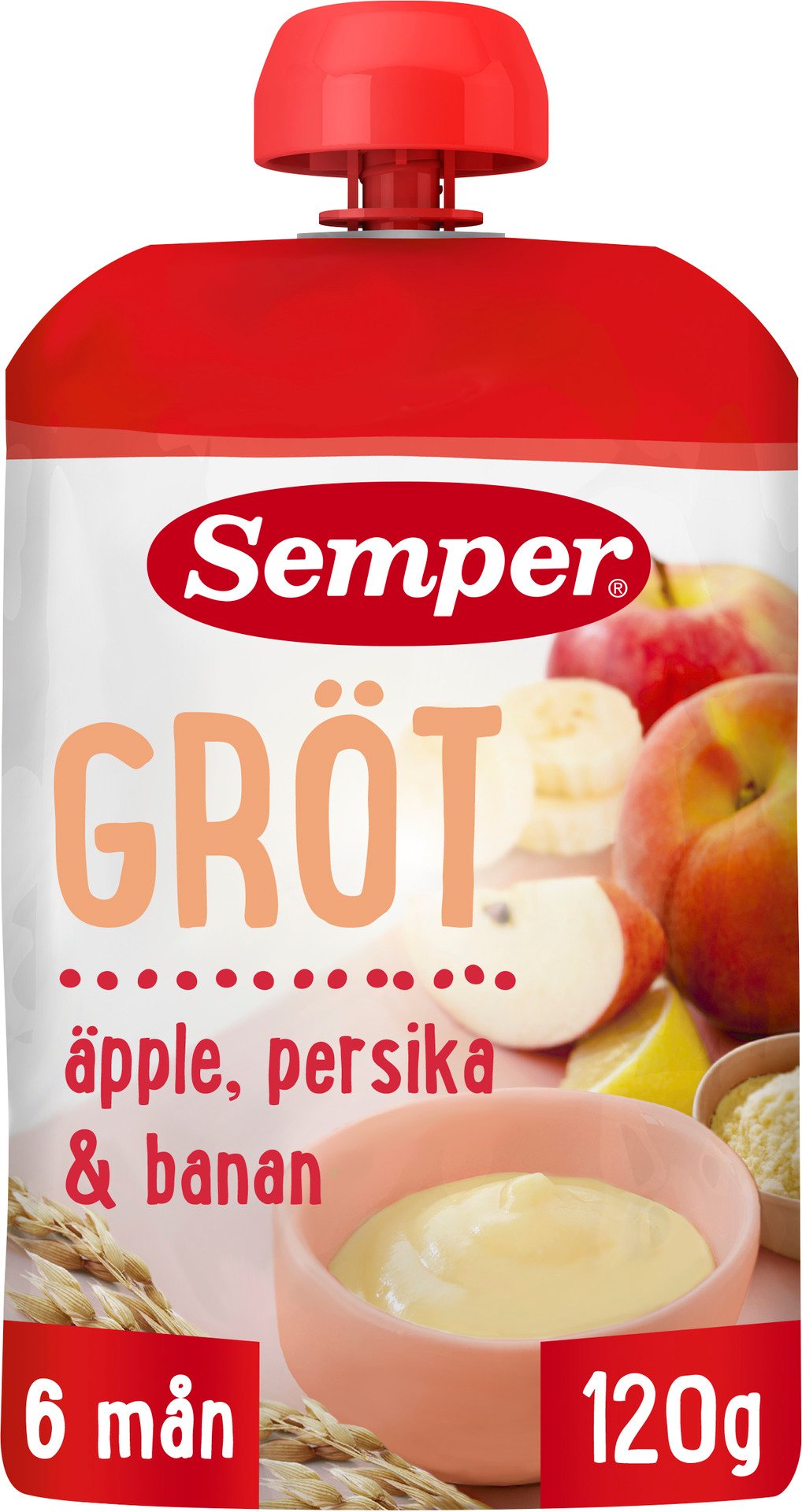 Semper Grötklämmis Äpple, Persika & Banan 120 g