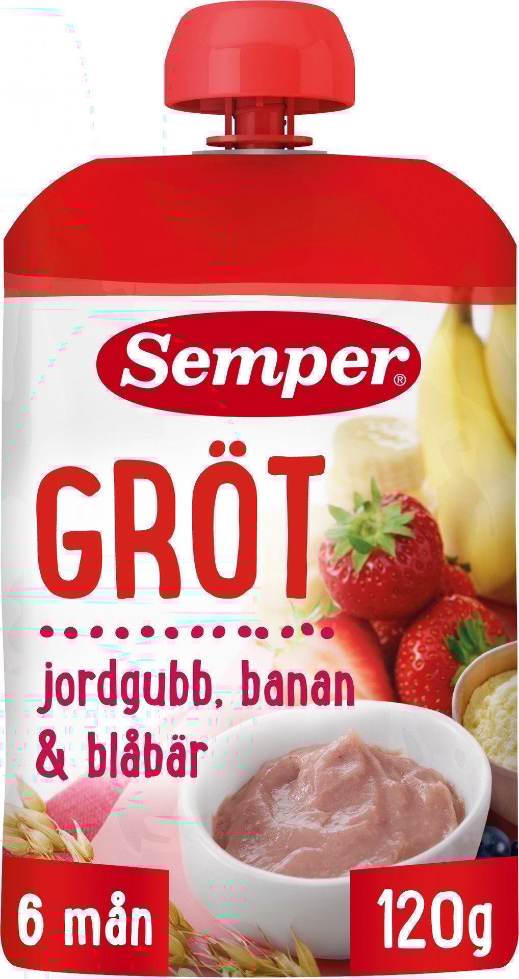 Semper Grötklämmis Jordgubb, Banan & Blåbär 120g