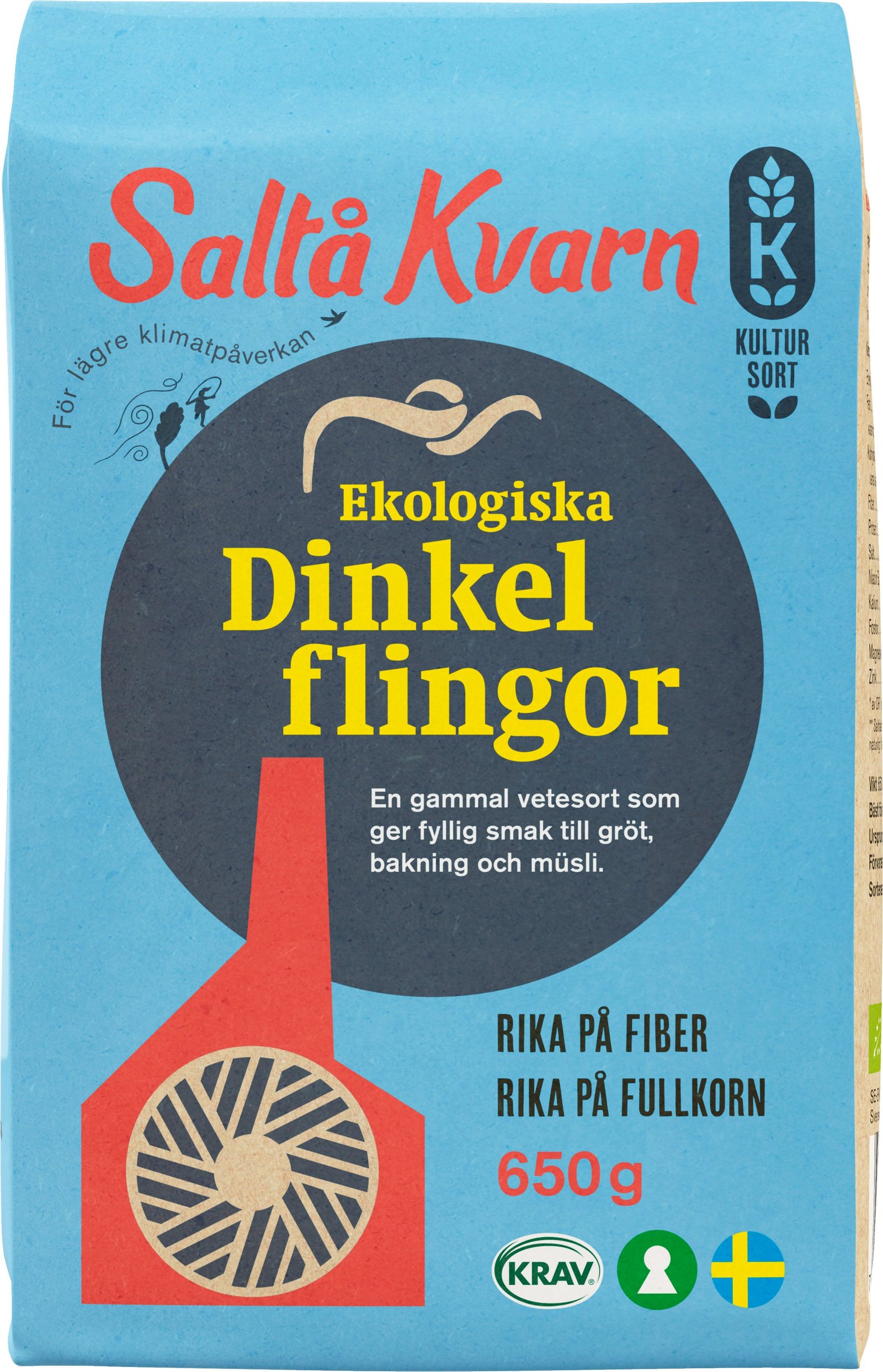 Saltå Kvarn Ekologiska Dinkelflingor 650g
