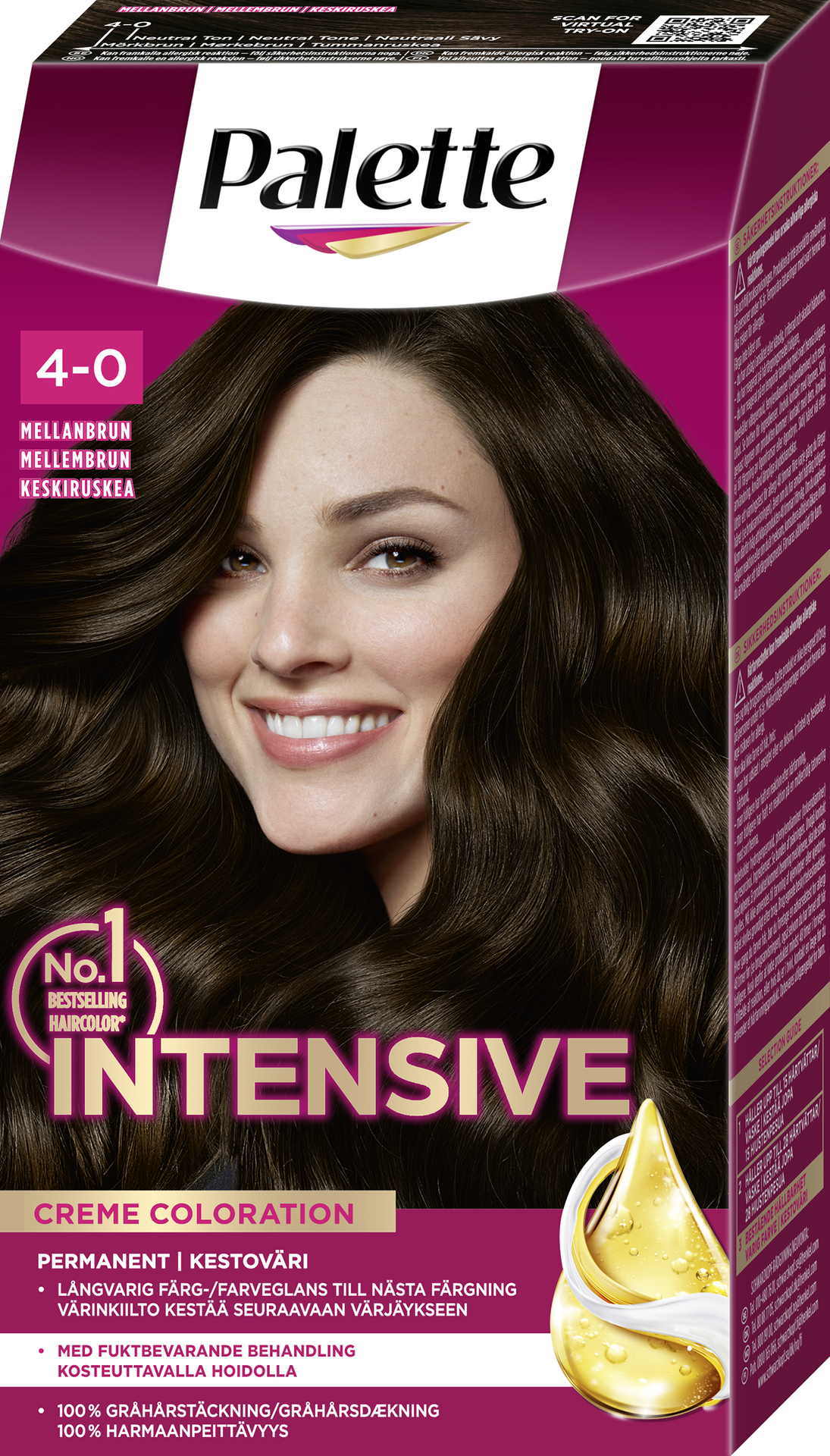 Palette Intensive Creme Coloration 4-0 Soft Mid Brown