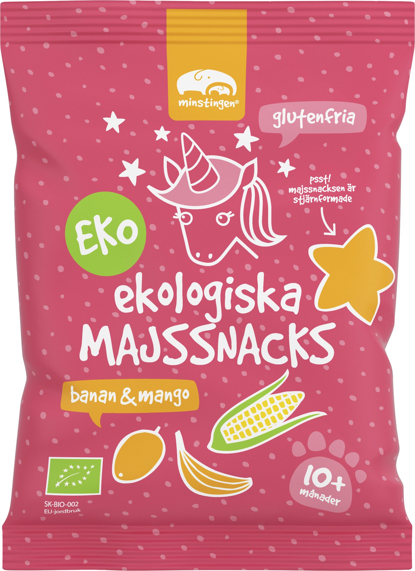 Minstingen Ekologiska Majssnacks Banan & Mango 20 g