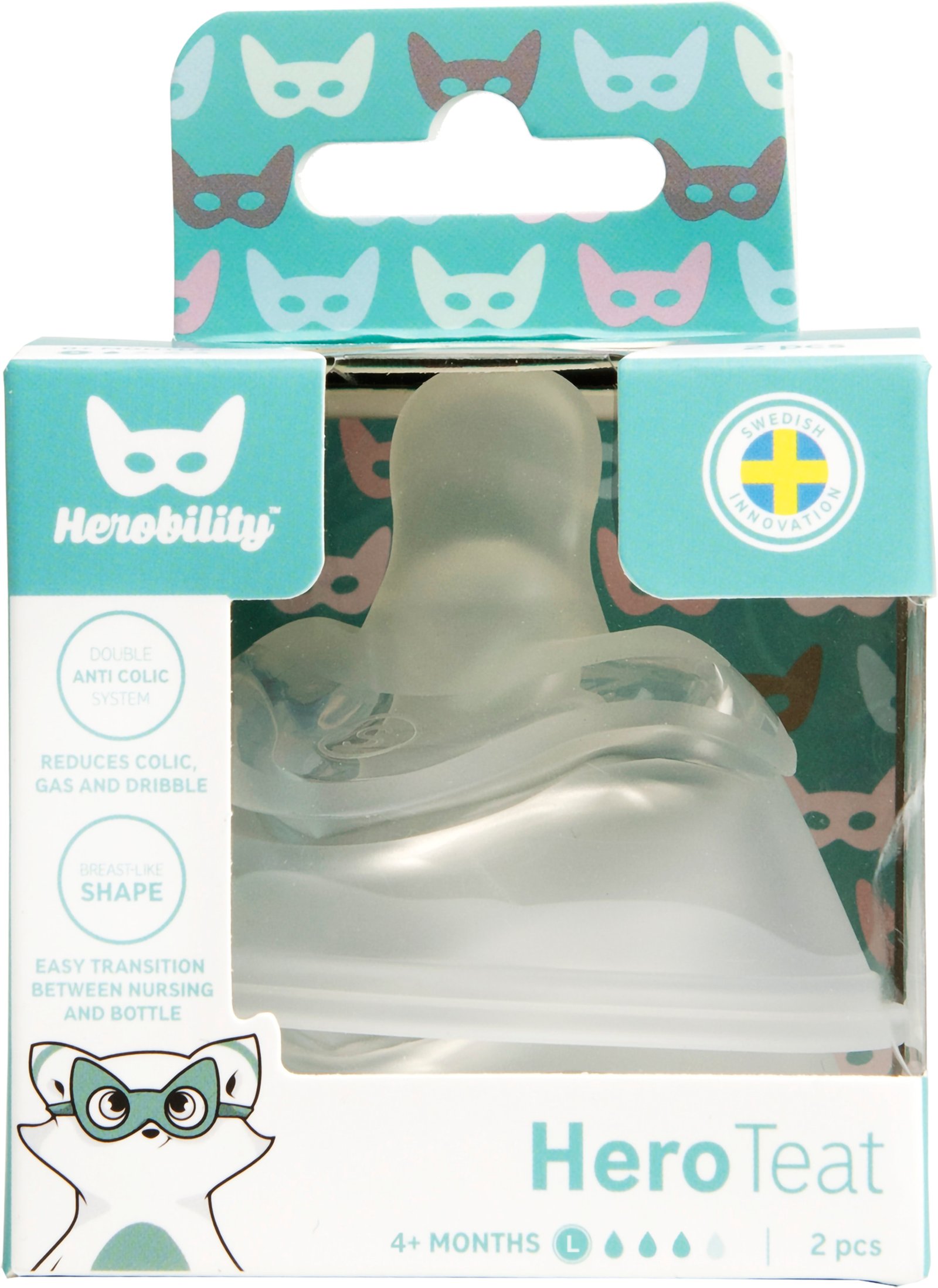 Herobility Hero Teat Anti-Colic Dinapp L 2 st