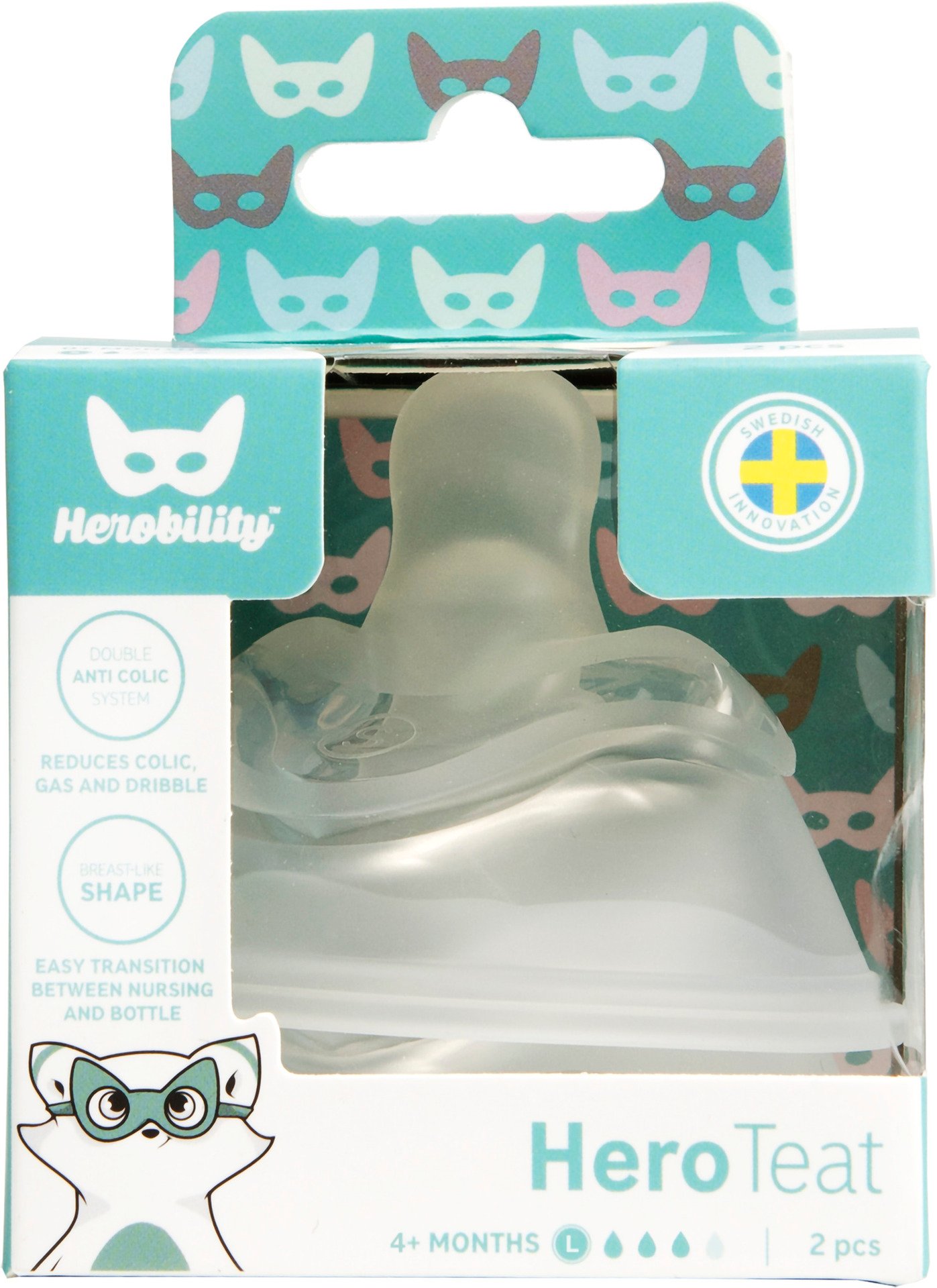 Herobility Hero Teat Anti-Colic Dinapp L 2 st