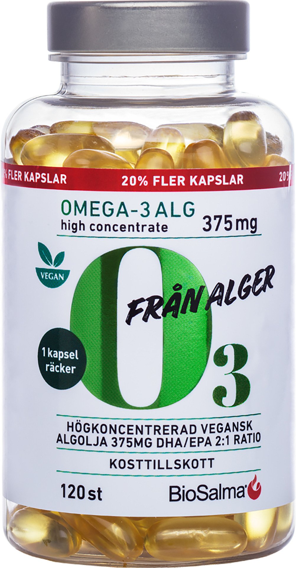 BioSalma Omega-3 Alg 375mg DHA/EPA 120 kapslar