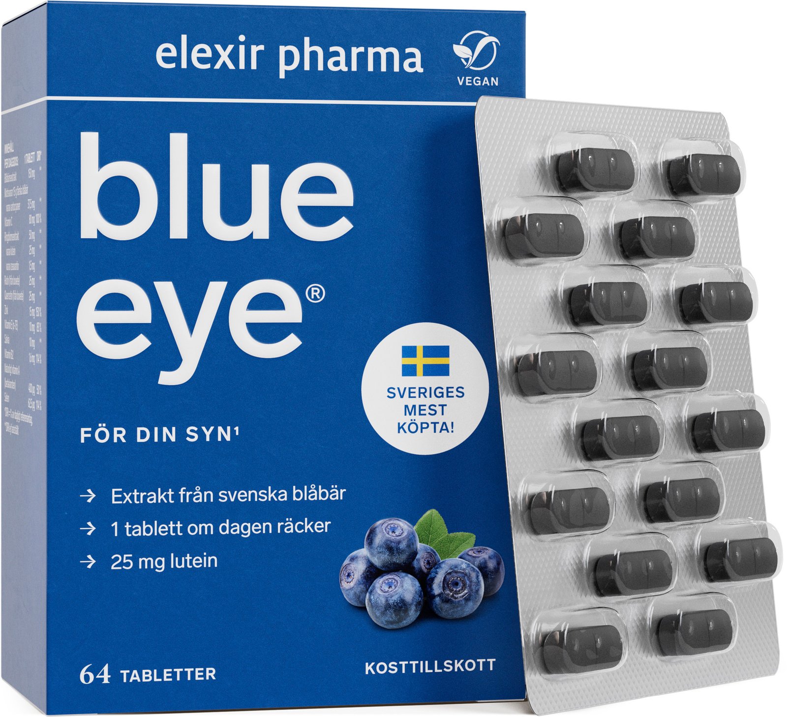 Elexir Pharma BlueEye Blåbär & Lutein 64 tabletter
