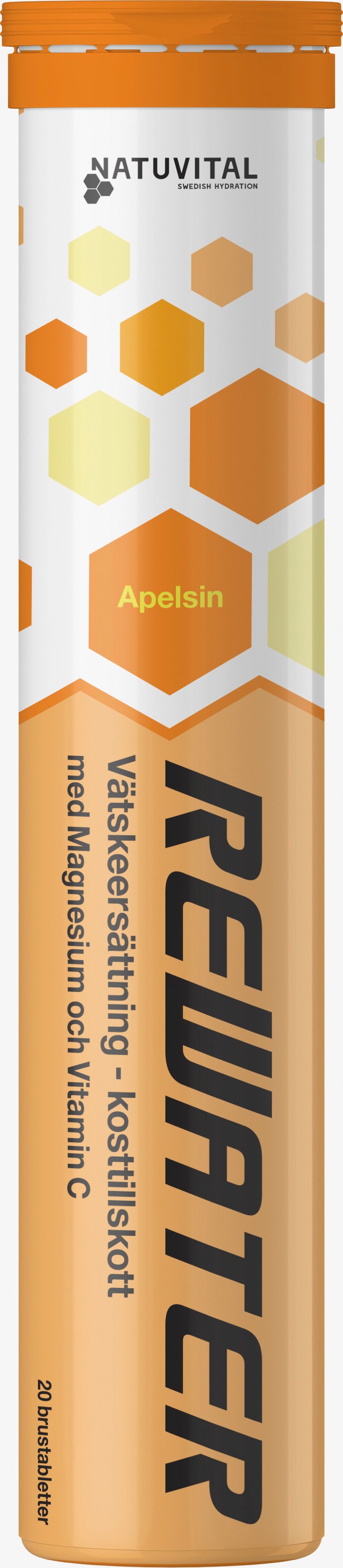 Natuvital ReWater Vätskeersättning Apelsin 20 brusabletter