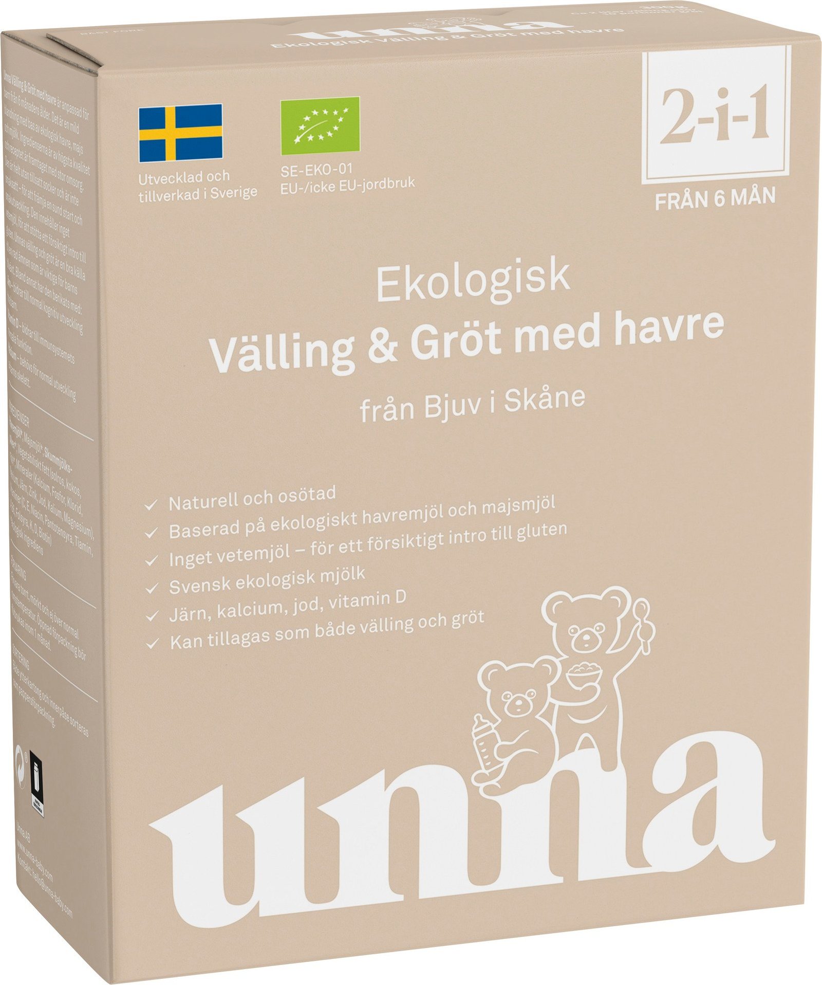 Unna Ekologisk Välling & Gröt med havre från 6 mån 300 g