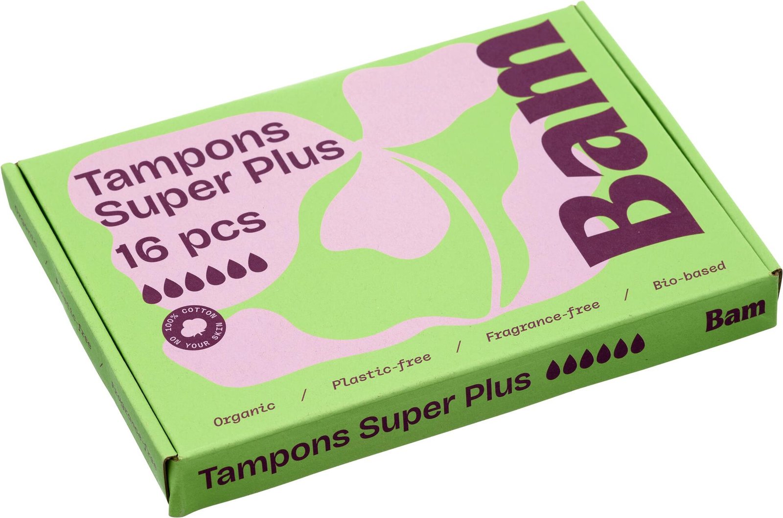 BAM Organic Cotton Tampons Super Plus 16-pack
