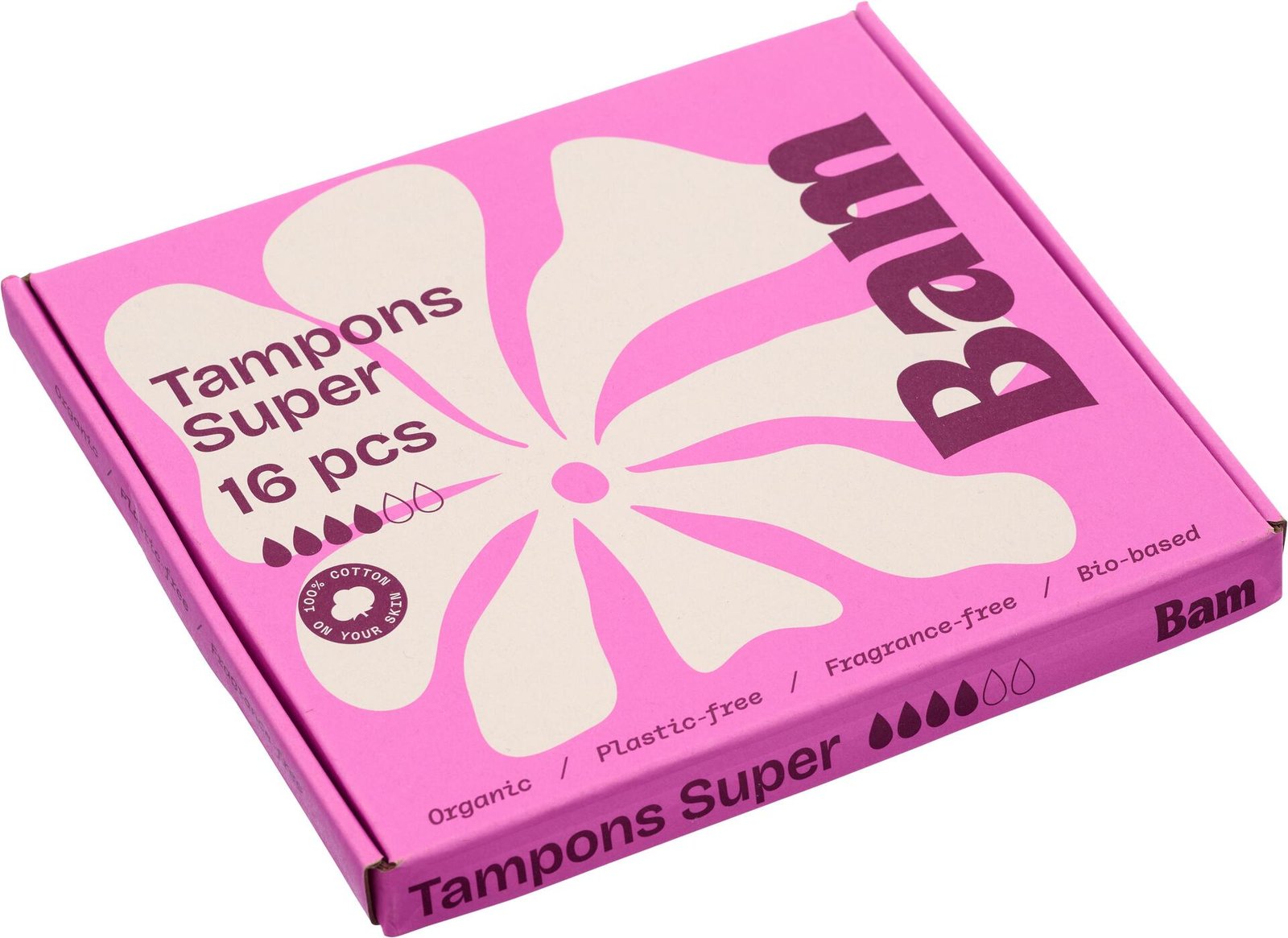 BAM Organic Cotton Tampons Super 16-pack