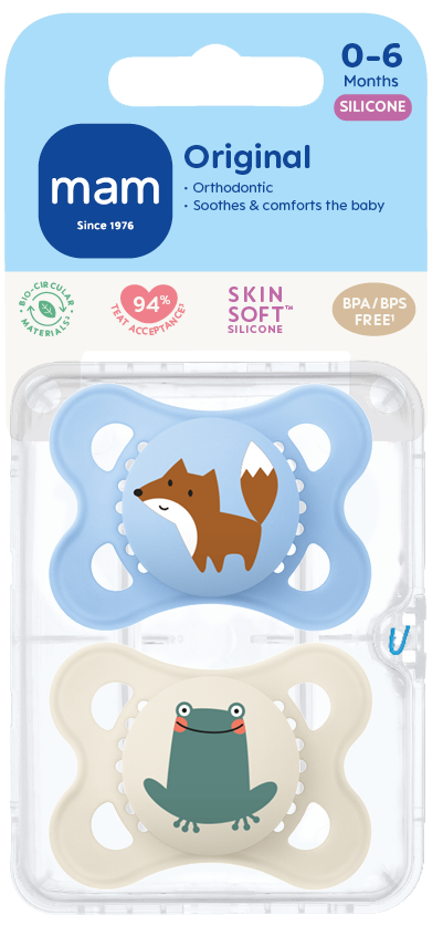 MAM Original Nappar 0-6 Månader Silikon 2 st - Olika färger