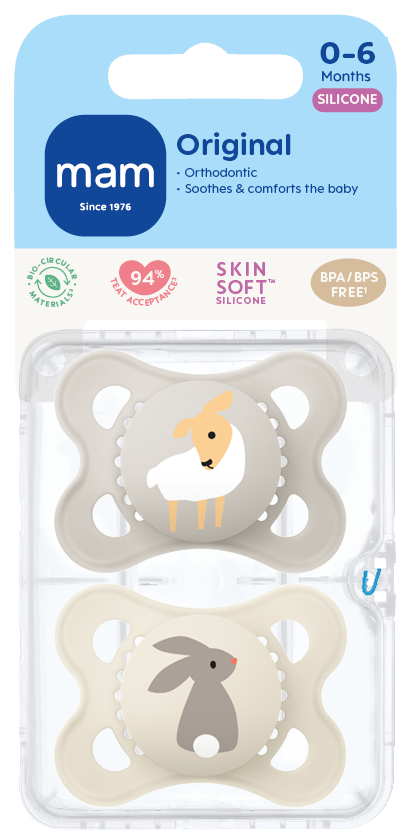 MAM Original Nappar 0-6 Månader Silikon 2 st - Olika färger
