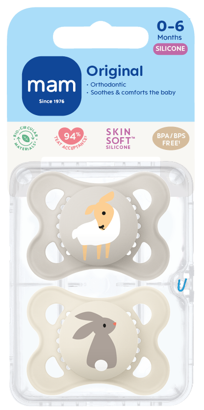MAM Original Nappar 0-6 Månader Silikon 2 st - Olika färger