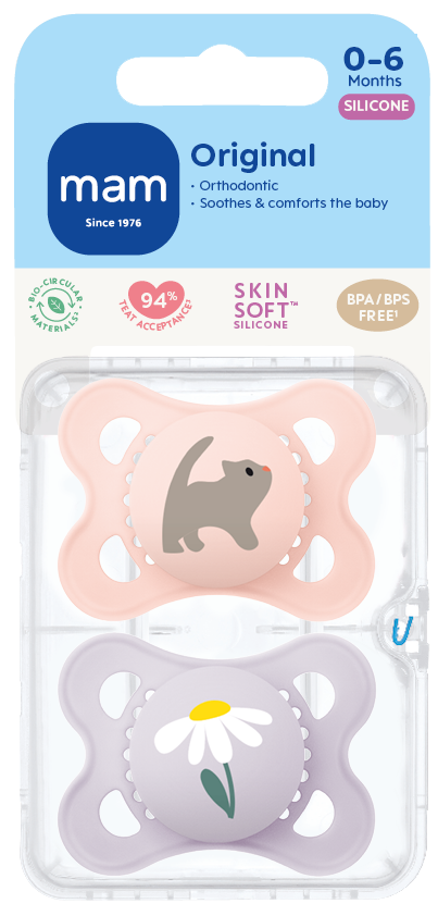 MAM Original Nappar 0-6 Månader Silikon 2 st - Olika färger
