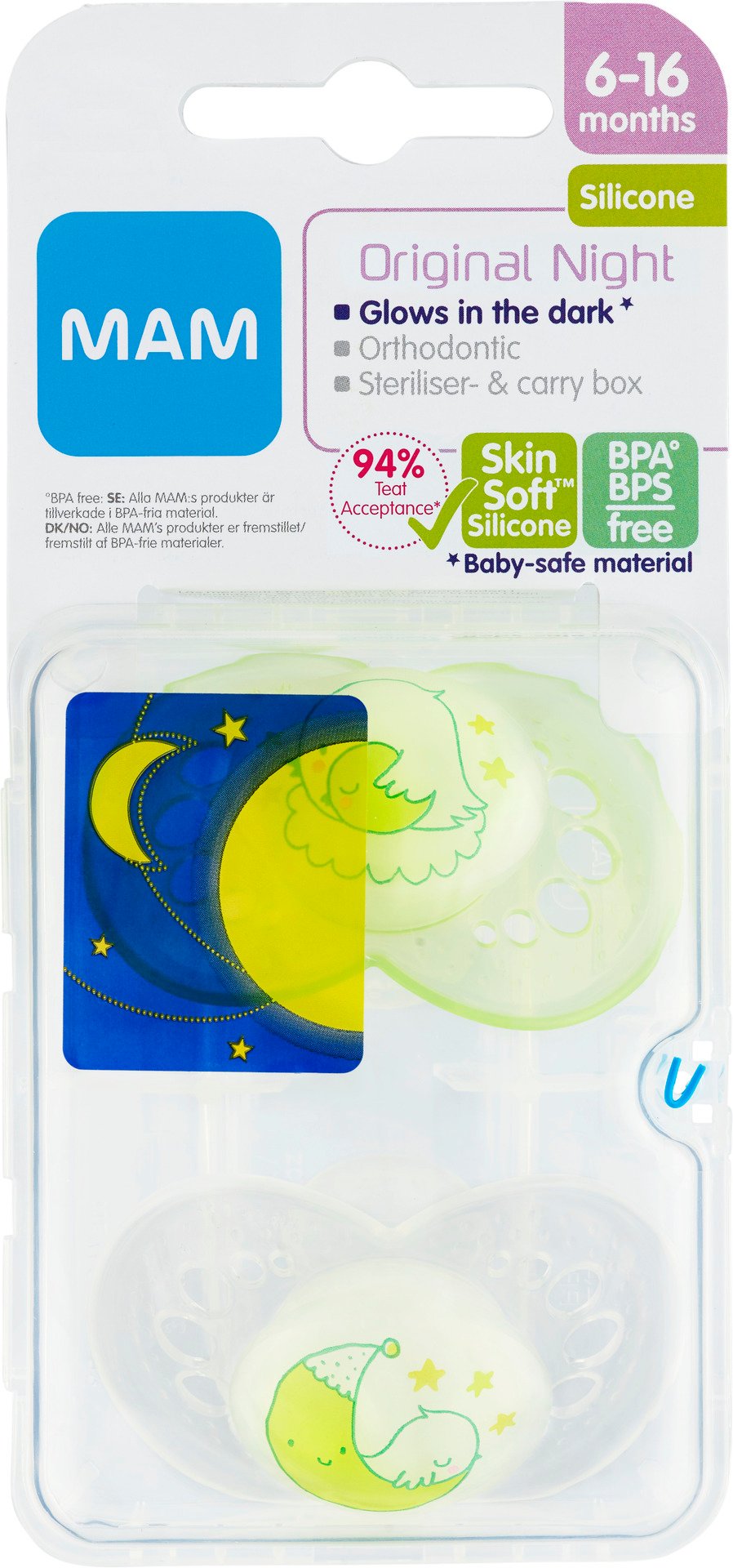 MAM Original Night Nappar 6-16 Månader Silikon 2 st - Olika färger