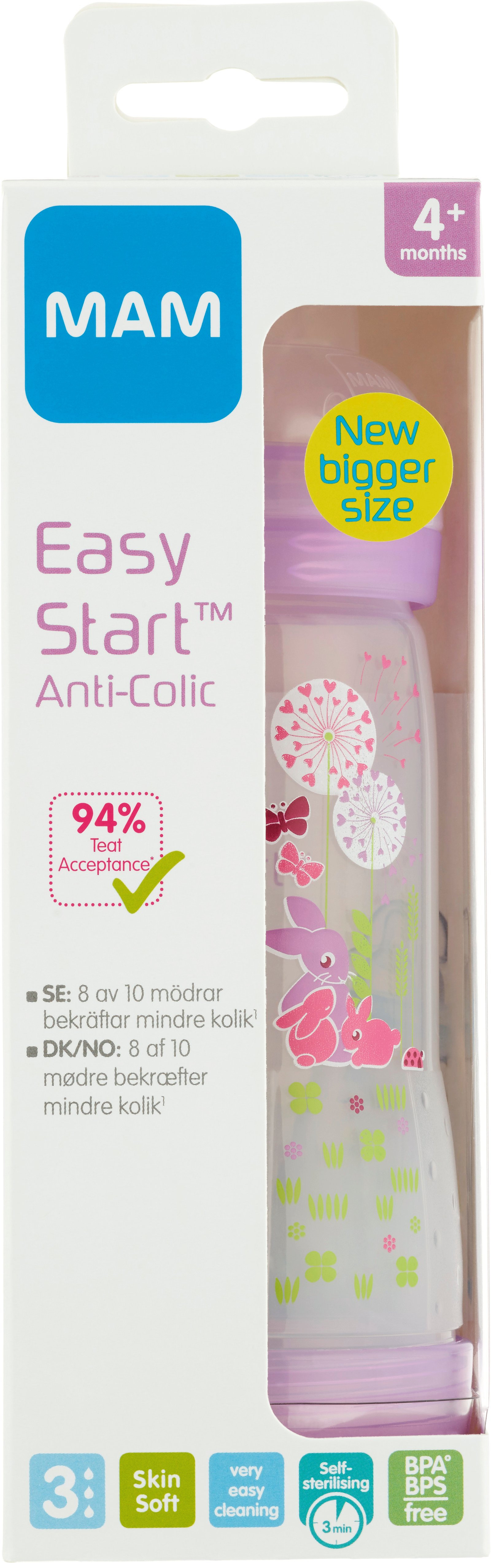 MAM Easy Start Anti-Colic Nappflaska 4+ Månader 320 ml - Olika färger