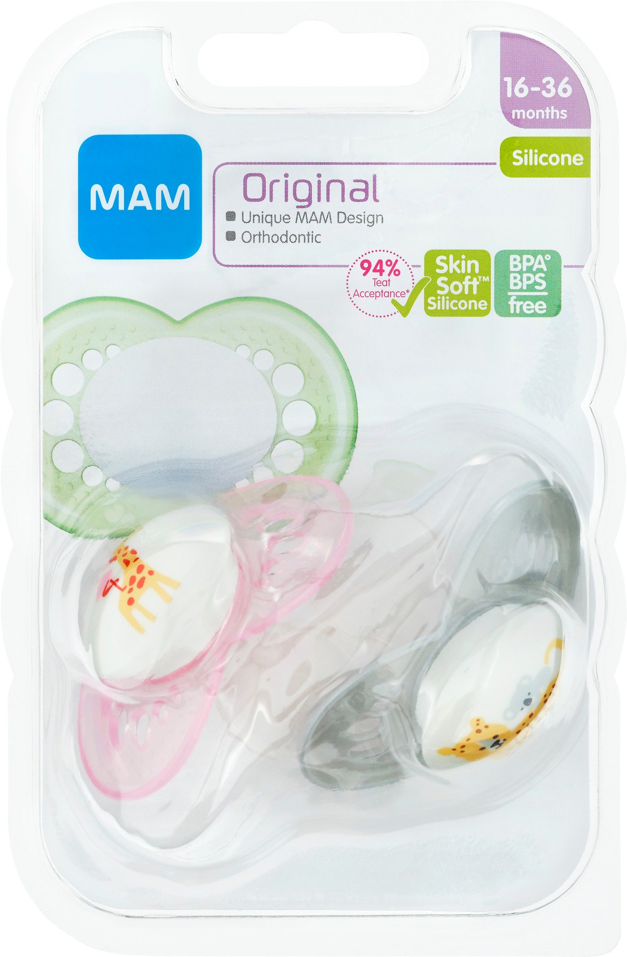 MAM Original Nappar Silikon 16-36 Månader 2 st - Olika färger