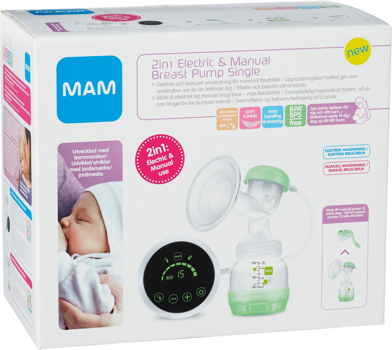 MAM 2in1 Elektrisk & Manuell Bröstpump 1 st