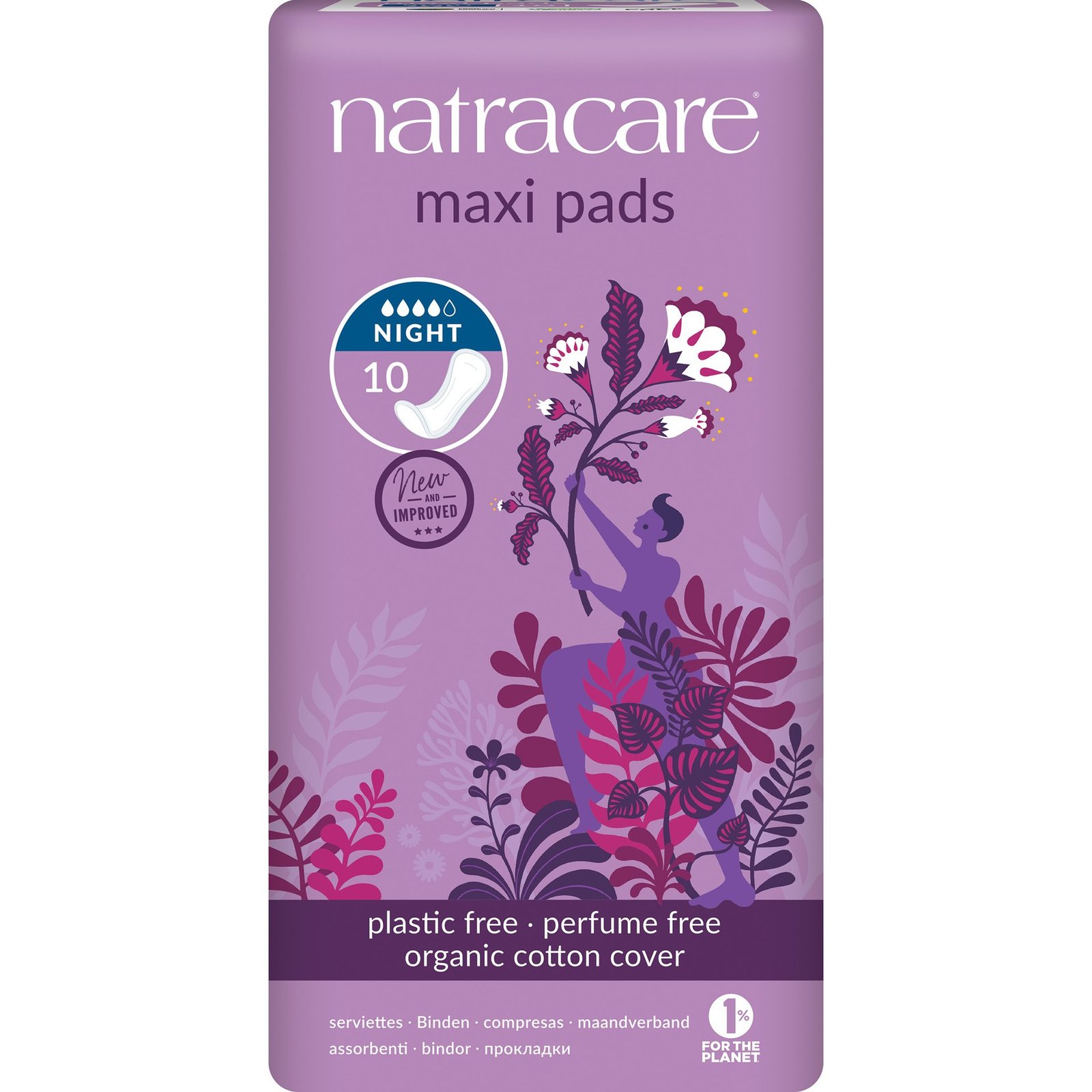 Natracare Maxi Pads Night 10 st