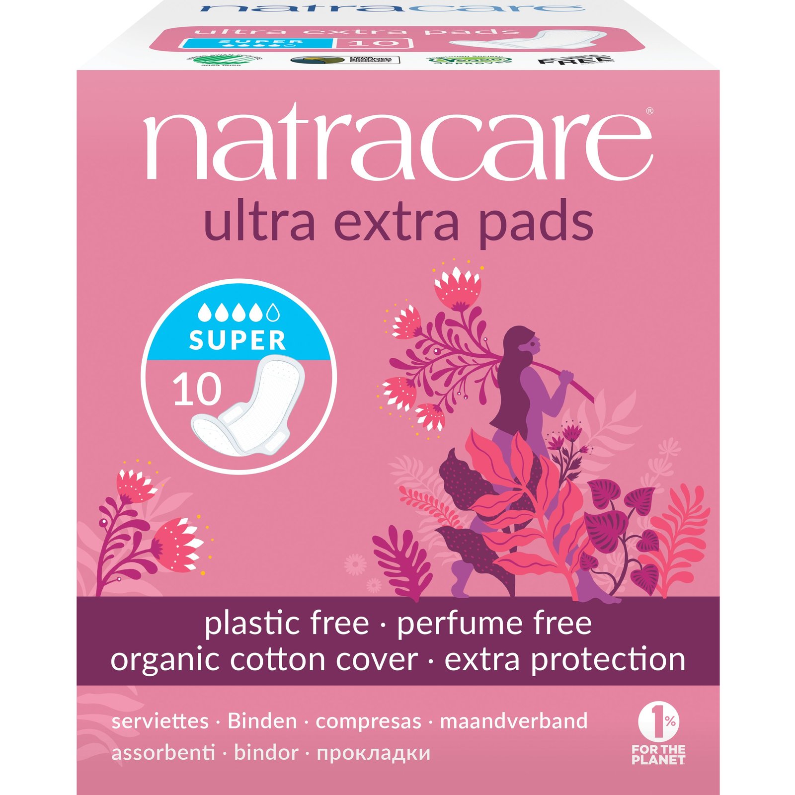 Natracare Ultra Extra Pads Super Vingar 10 st