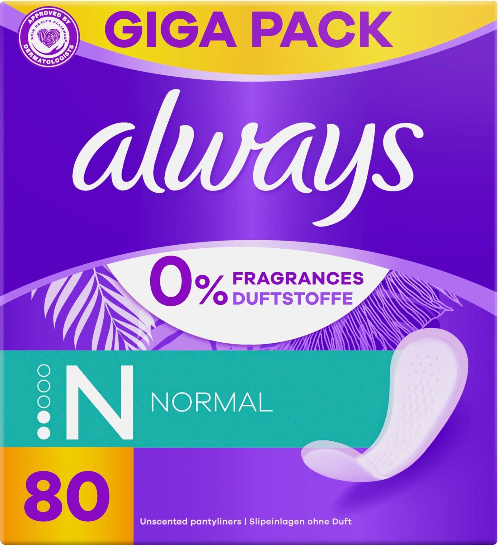 Always Daily Fresh Normal Trosskydd, 0% Parfymer och Färgämnen, 80 st