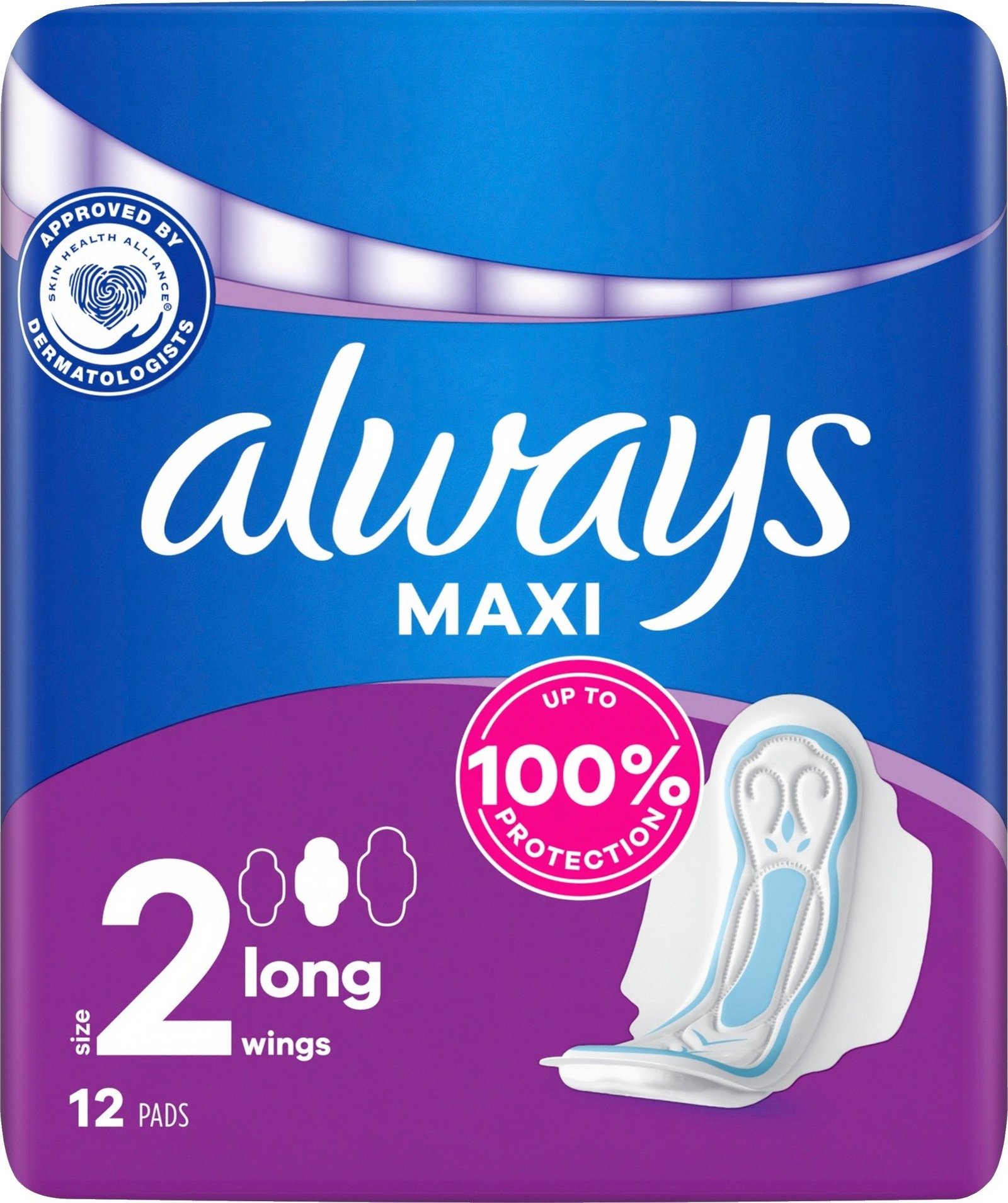 Always Maxi Long Pads Wings 12 st