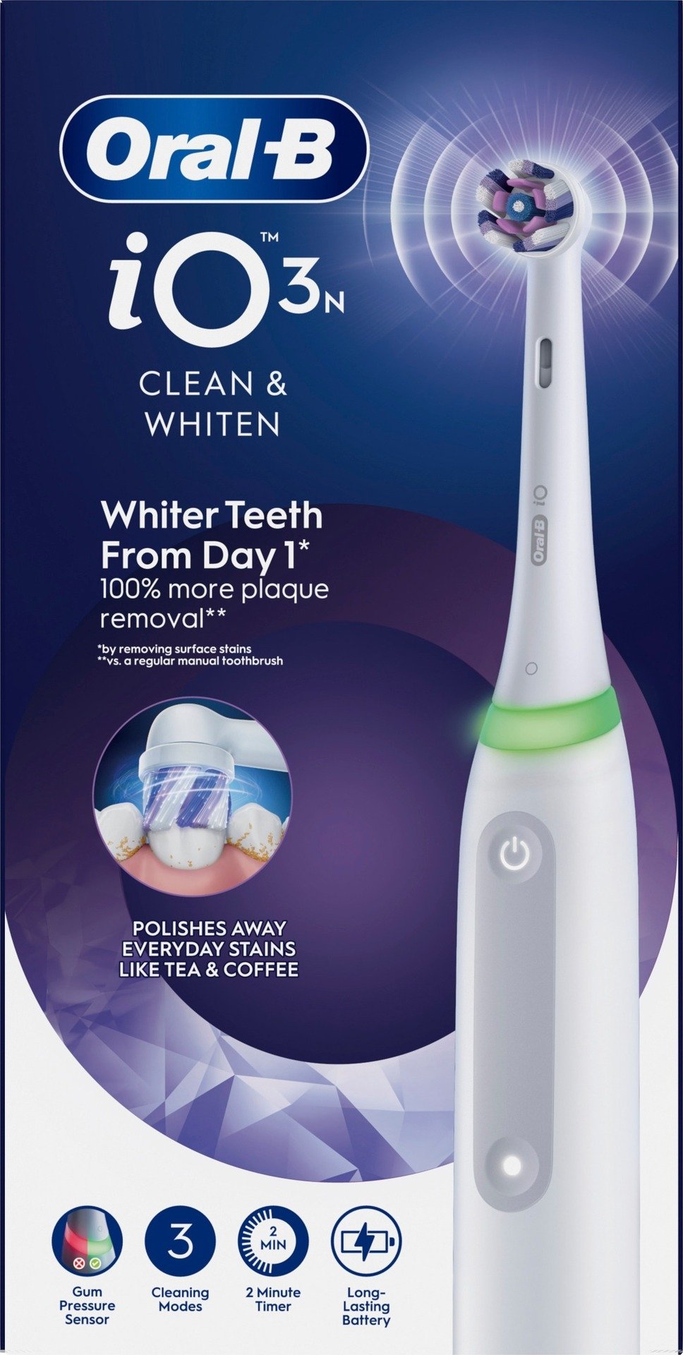 Oral-B iO3 Eltandborste Vit Whitening Edition Tandborsthuvud & Hållare till borsthuvud 1 st