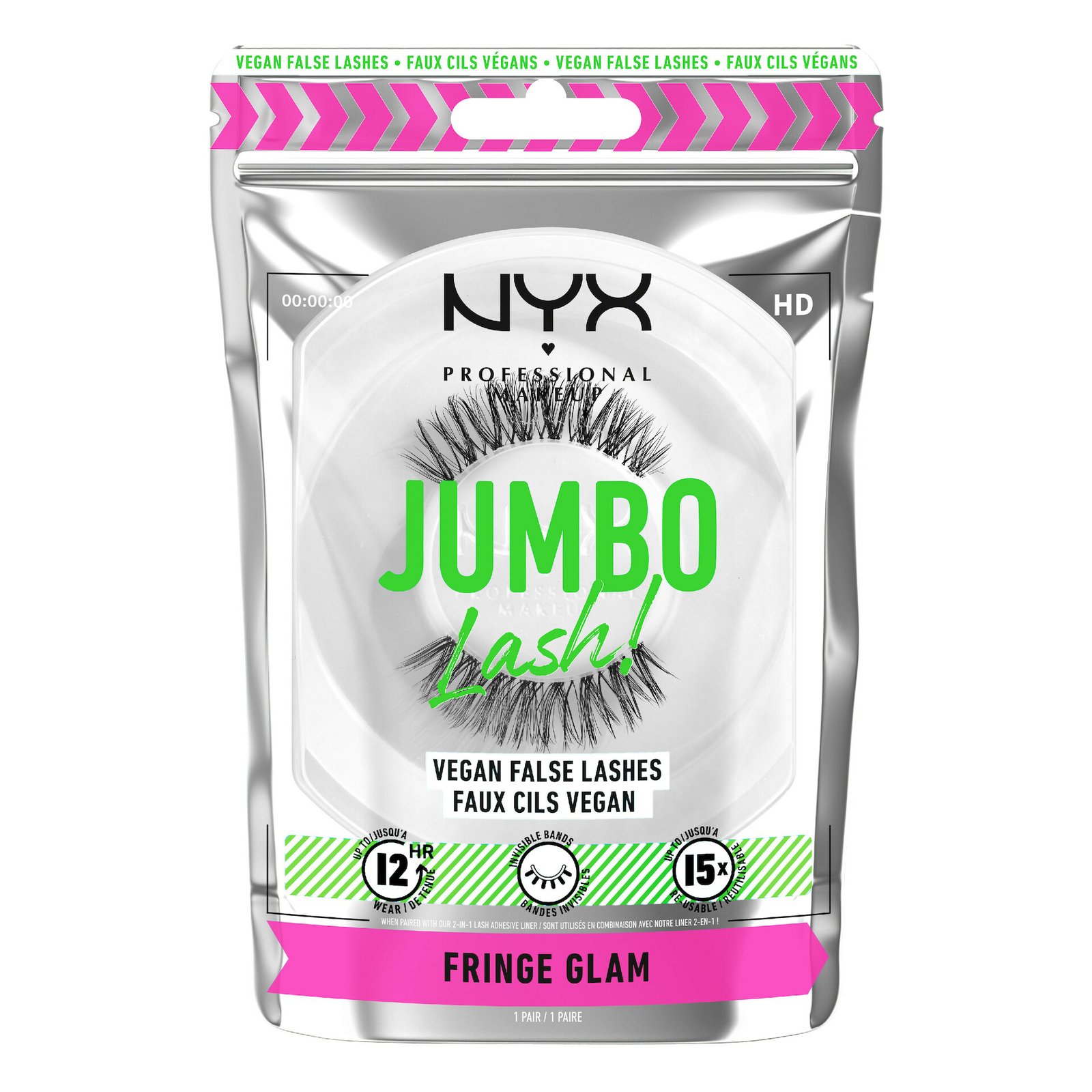 NYX Professional Makeup Jumbo Lash! Vegan False Lashes 4 Fringe Glam 1 set