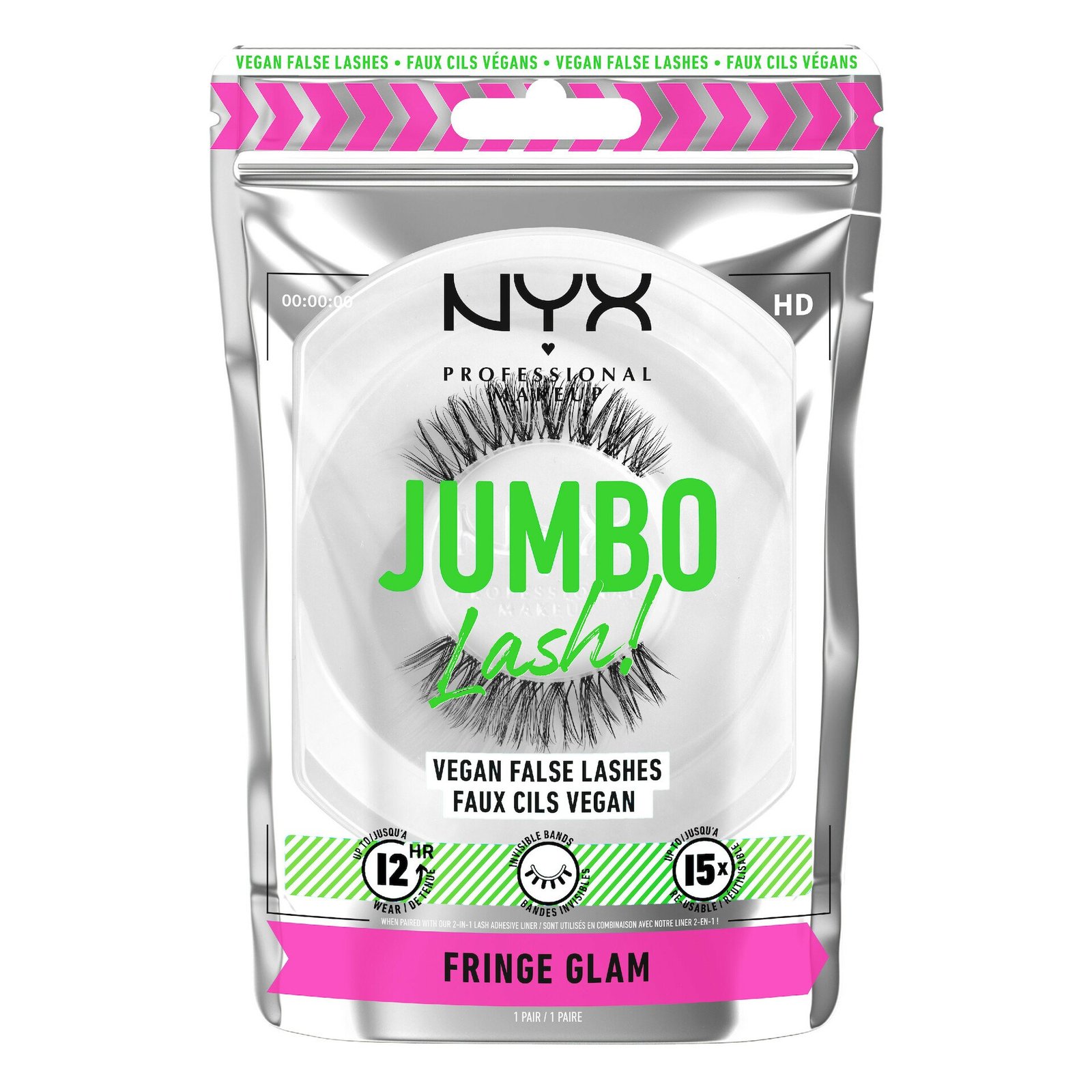 NYX Professional Makeup Jumbo Lash! Vegan False Lashes 4 Fringe Glam 1 set