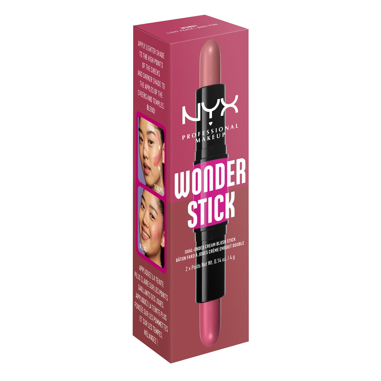 NYX Professional Makeup Wonder Stick Dual-Ended Cream Blush Stick 1 Light Peach N Baby Pink 1 st
