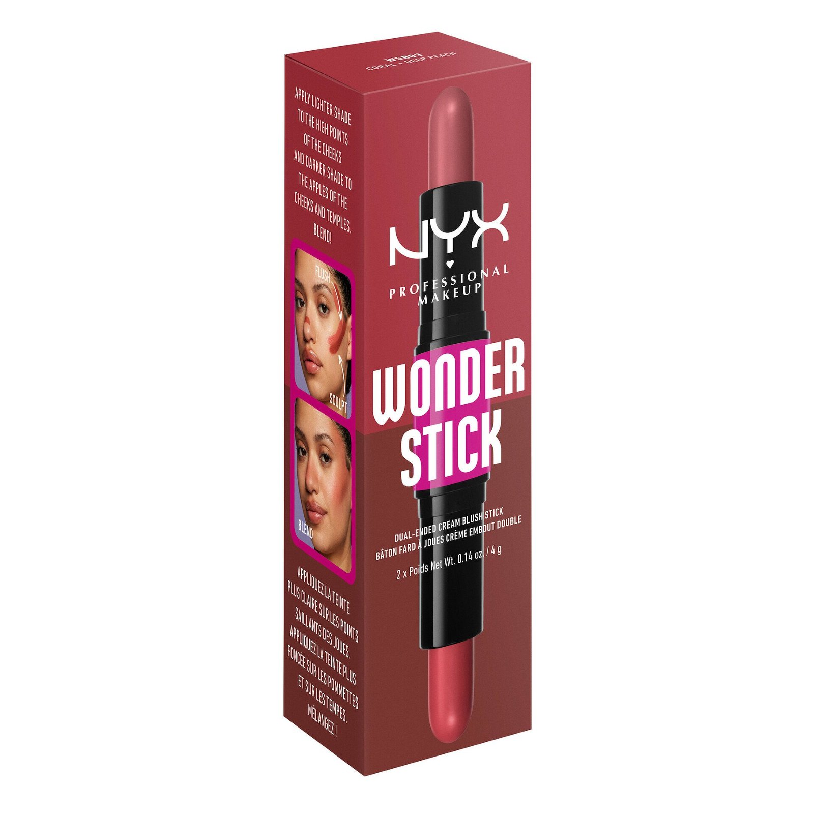 NYX Professional Makeup Wonder Stick Dual-Ended Cream Blush Stick 3 Coral N Deep Peach 1 st