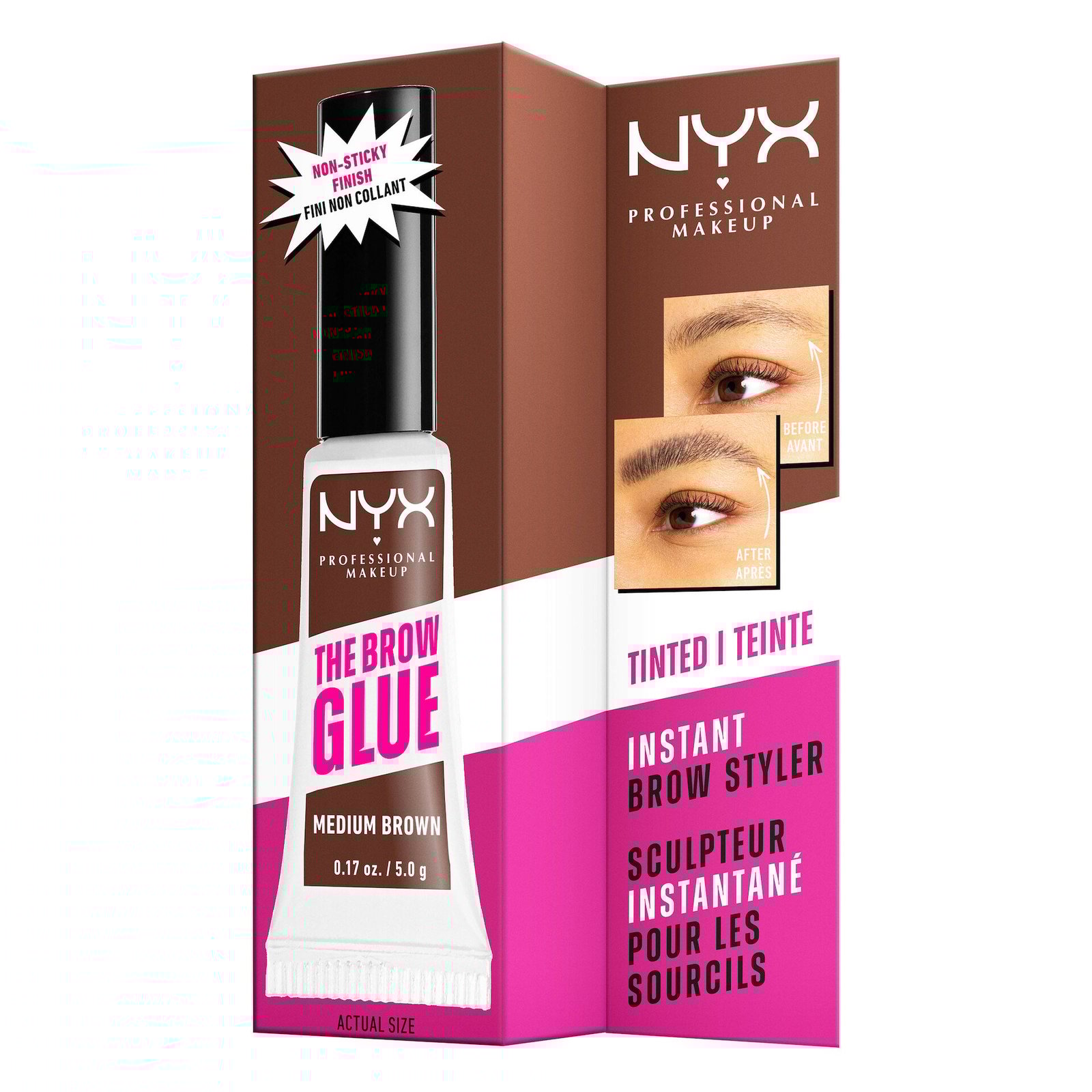 NYX Professional Makeup The Brow Glue Instant Styler 3 Medium Brown 5g