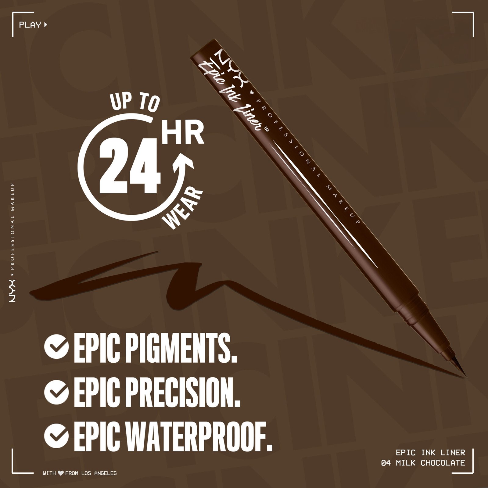 NYX Professional Makeup Epic Ink Waterproof Liquid Eyeliner 04 Milk Chocolate 1 ml