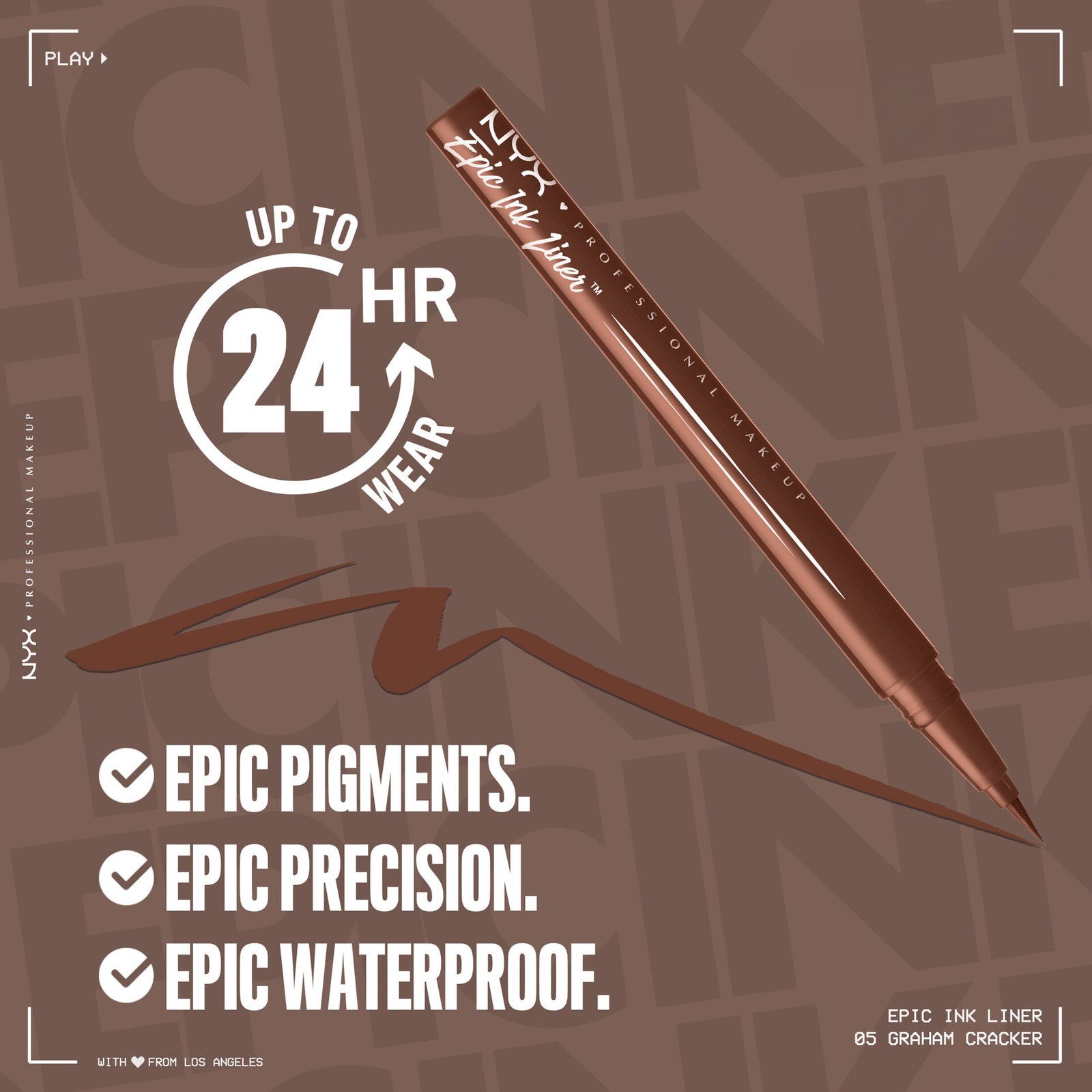 NYX Professional Makeup Epic Ink Liner Vattenfast Eyelinerpenna 05 Graham Cracker 1 ml