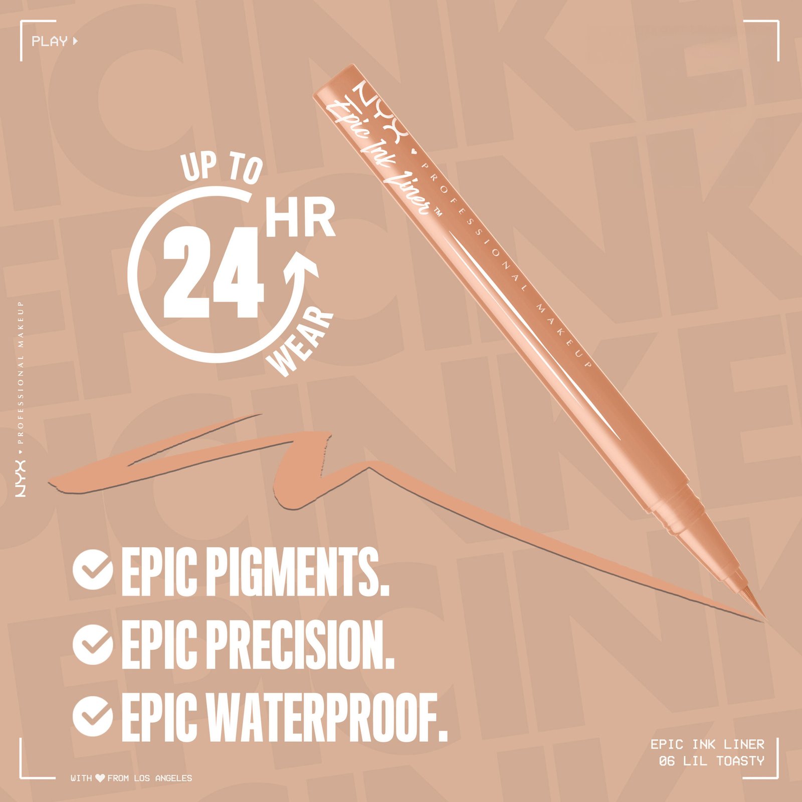 NYX Professional Makeup Epic Ink Liner Vattenfast Eyelinerpenna 06 Lil Toasty 1 ml