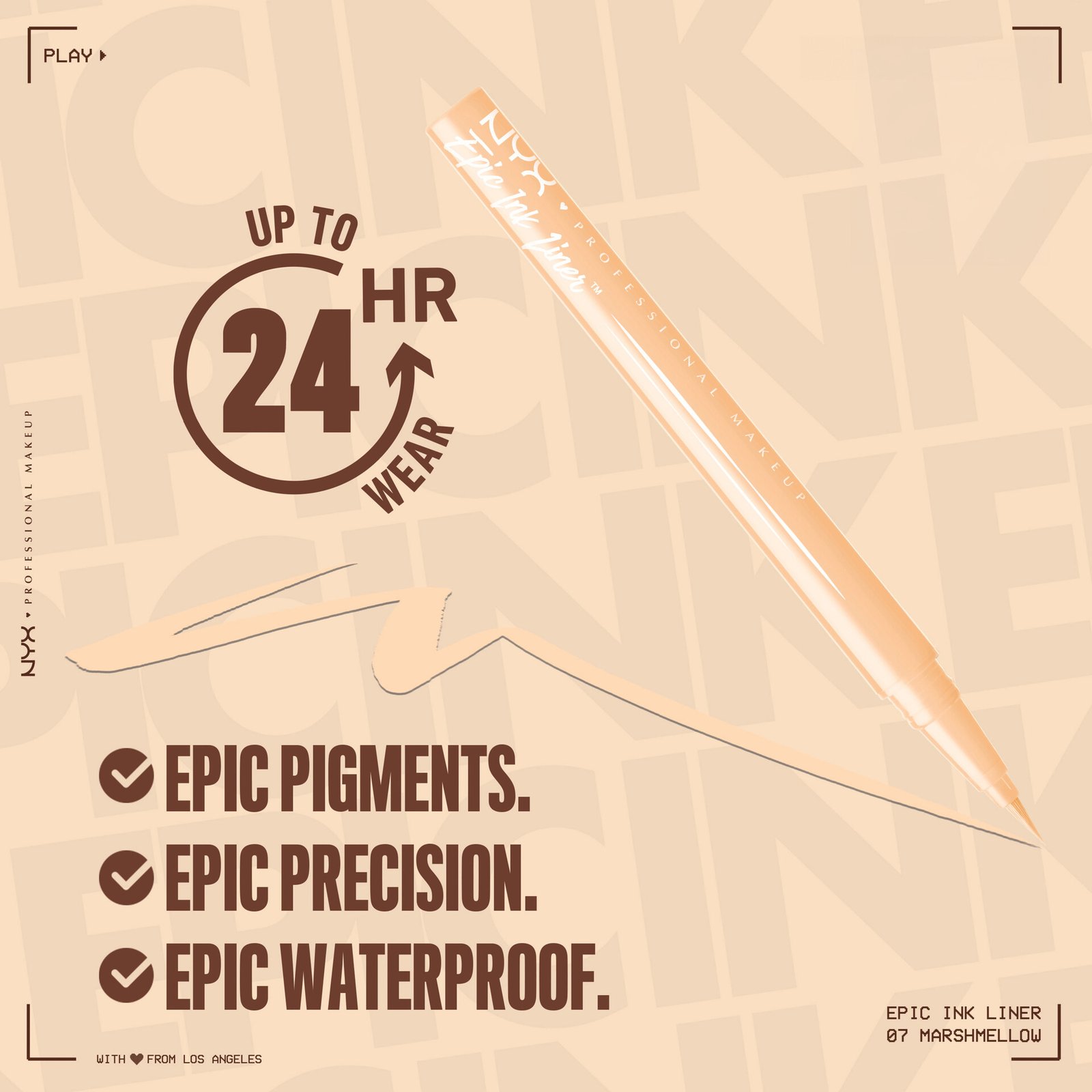 NYX Professional Makeup Epic Ink Liner Vattenfast Eyelinerpenna 07 Marshmallow 1 ml