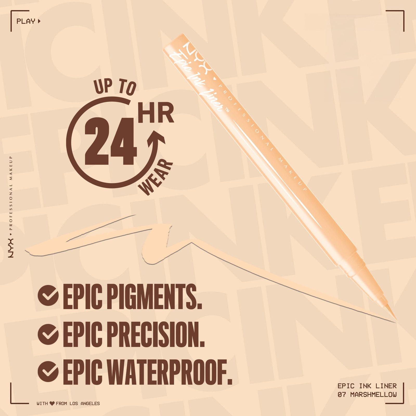 NYX Professional Makeup Epic Ink Liner Vattenfast Eyelinerpenna 07 Marshmallow 1 ml