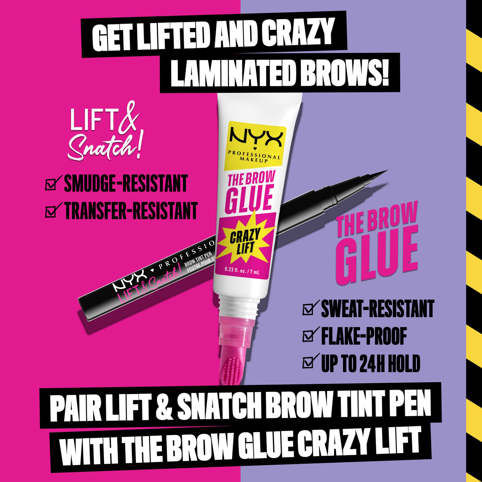 NYX Professional Makeup The Brow Glue Crazy Lift Fixerande Bryngel 01 Transparent 7 ml