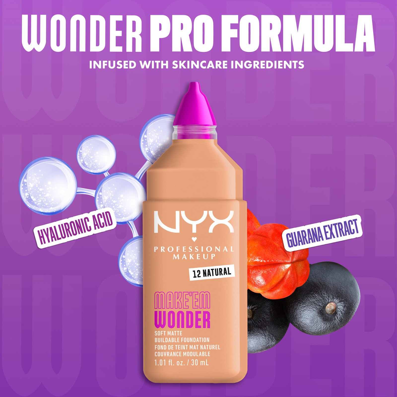 NYX Professional Makeup Make Em Wonder Foundation 12 Natural 30 ml