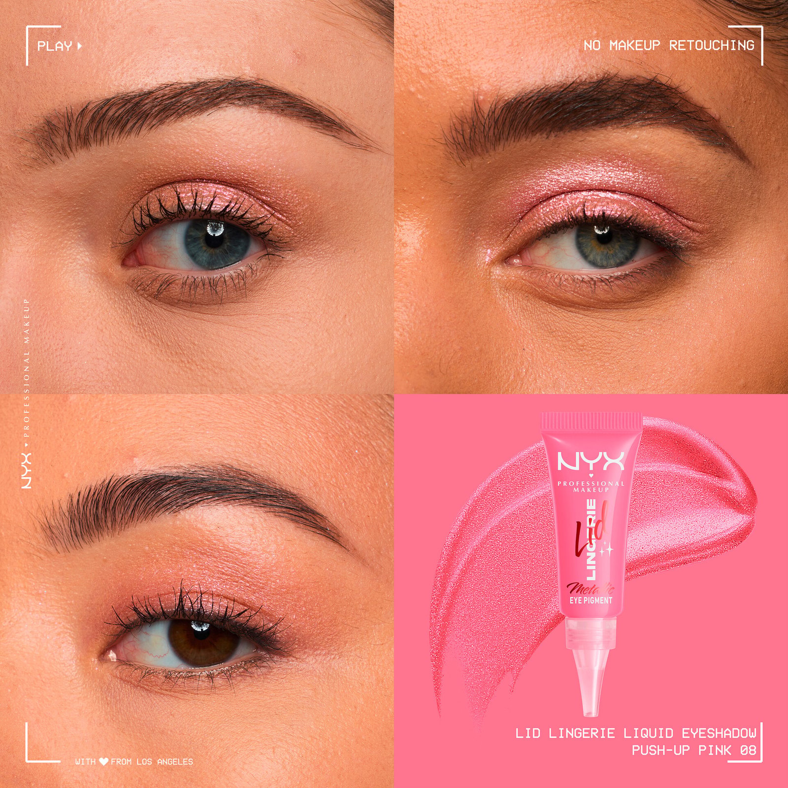 NYX Professional Makeup Lid Lingerie flytande ögonskugga 08 Push Up Pink 6 ml