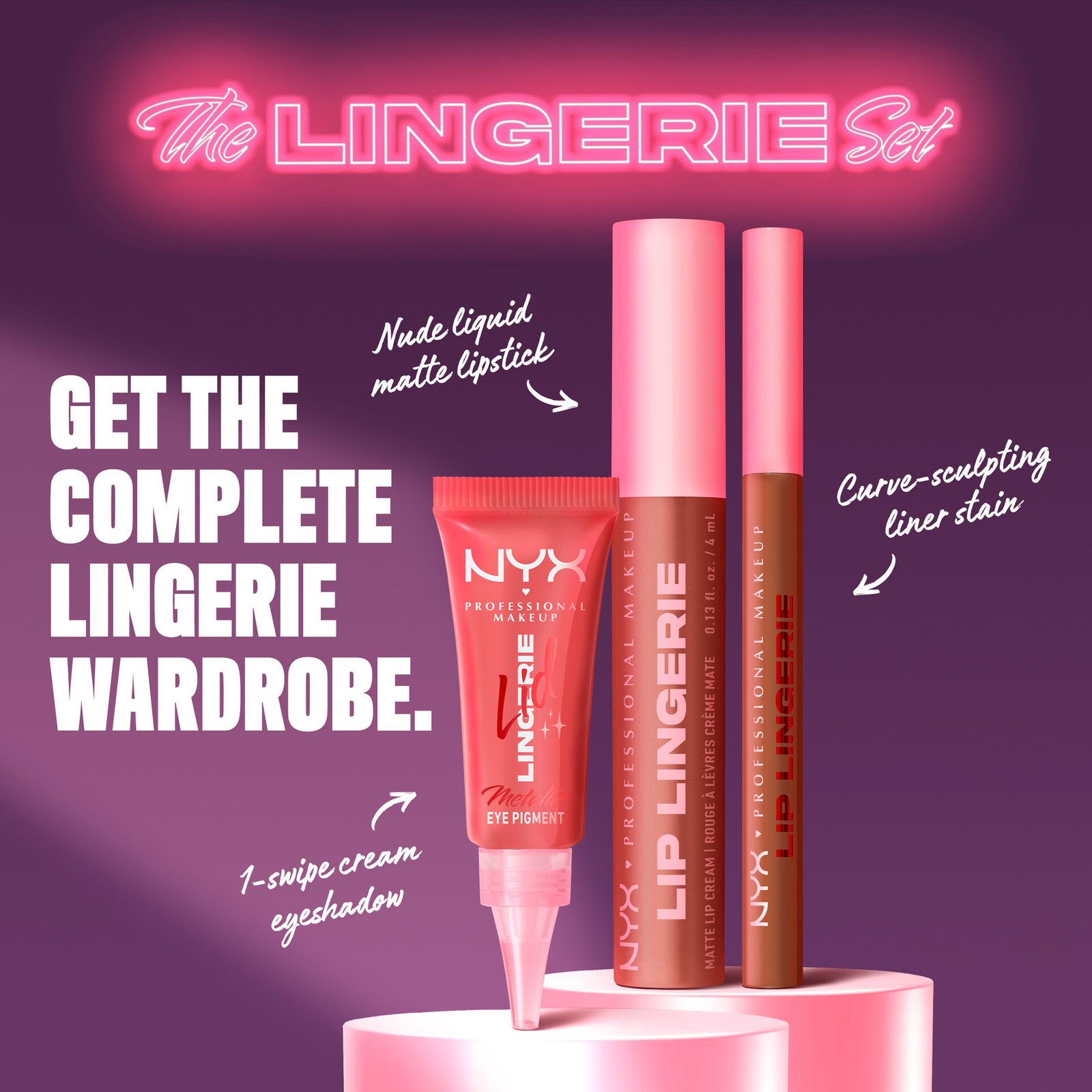 NYX Professional Makeup Lid Lingerie flytande ögonskugga 08 Push Up Pink 6 ml