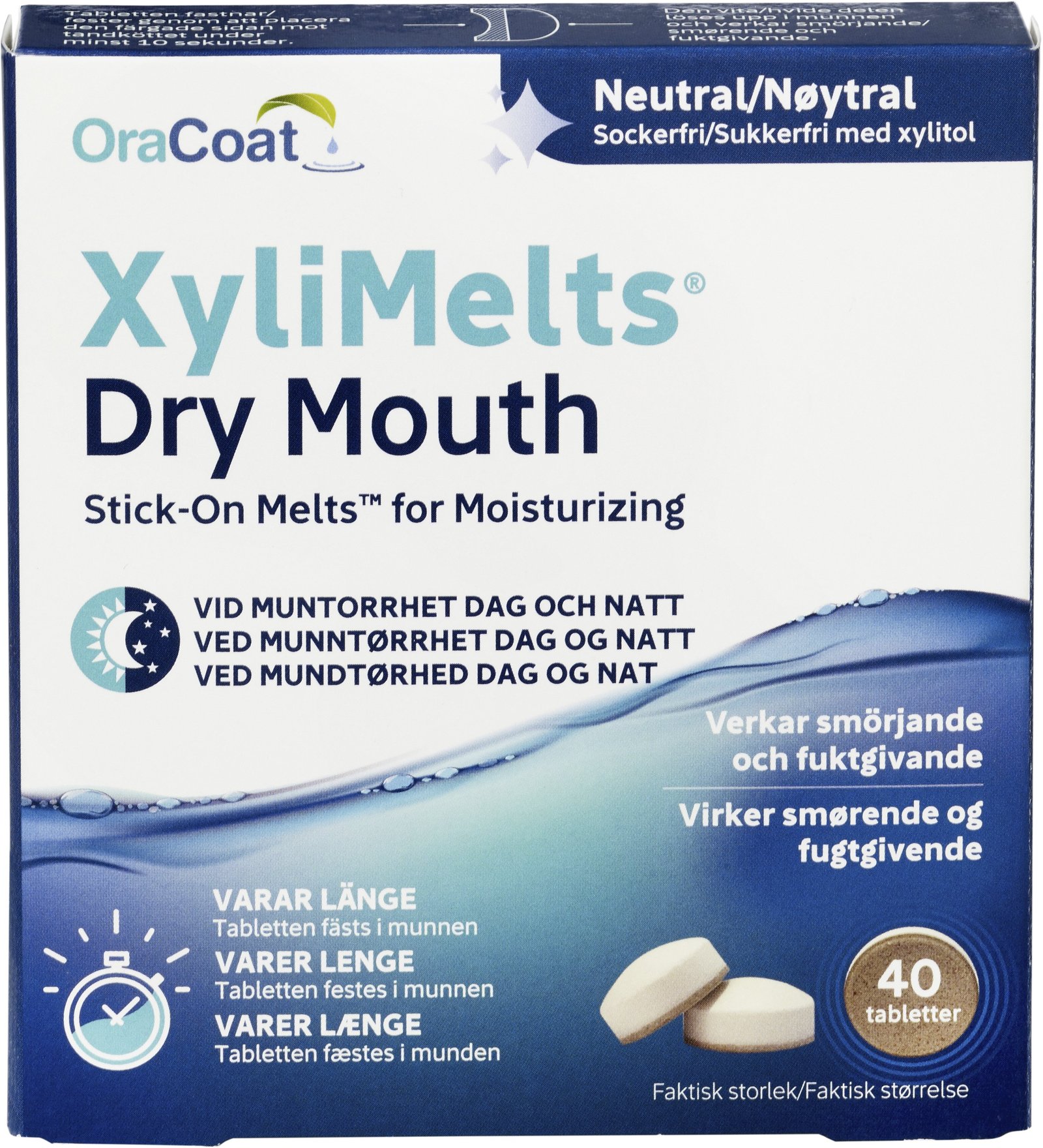 Xylimelts Dry Mouth Neutral Fästtabletter vid muntorrhet 40 st