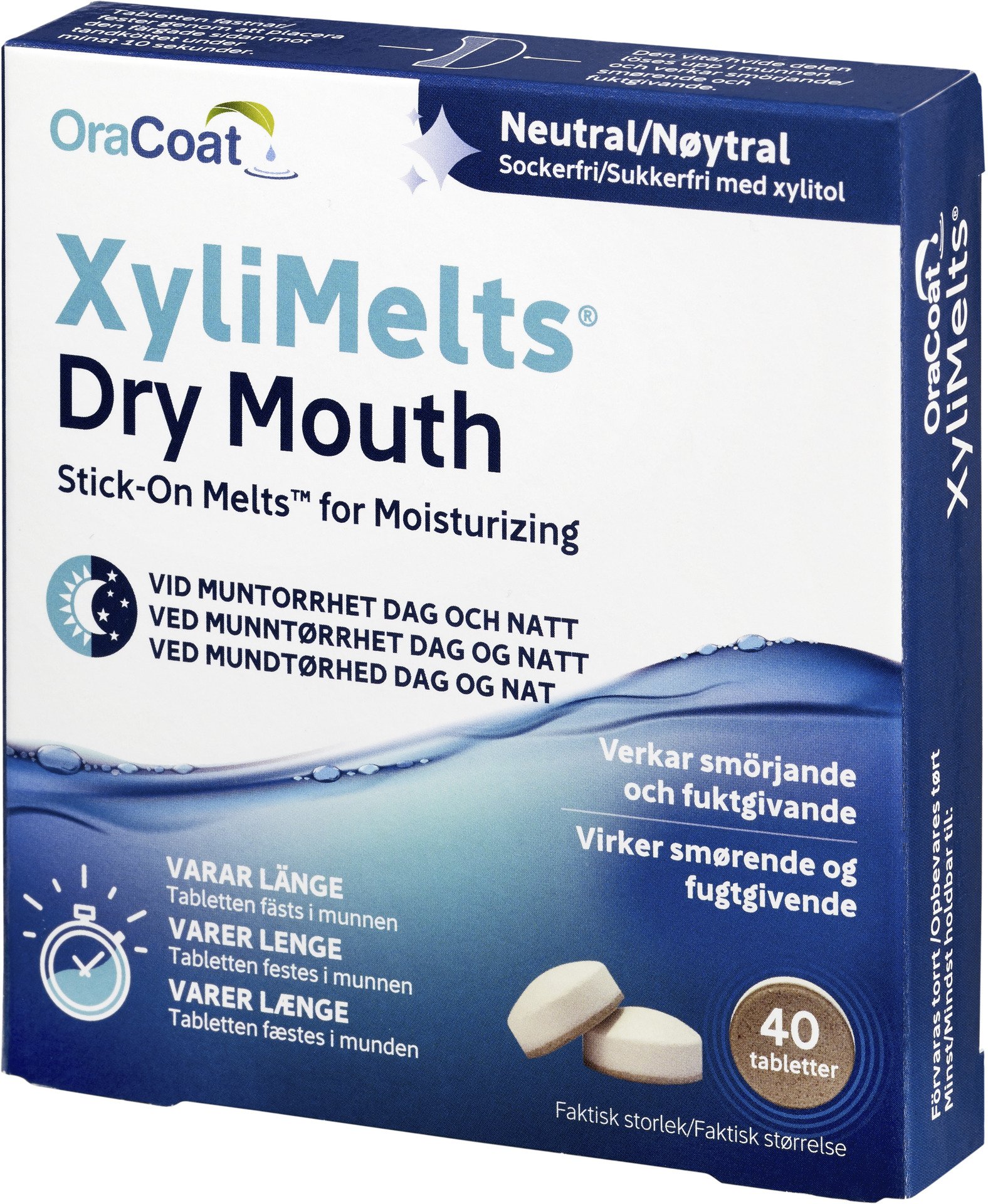 Xylimelts Dry Mouth Neutral Fästtabletter vid muntorrhet 40 st
