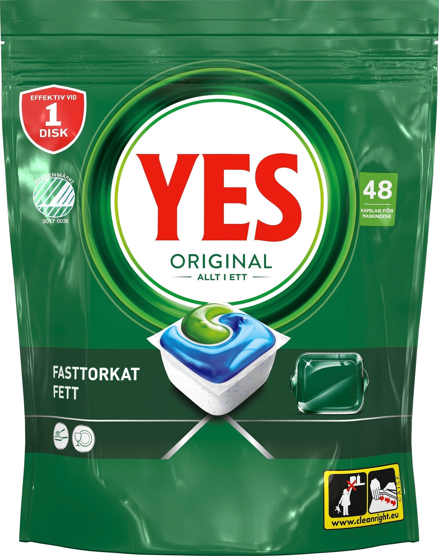 Yes Original All In One Maskindiskmedel, 48 Diskmaskinstabletter